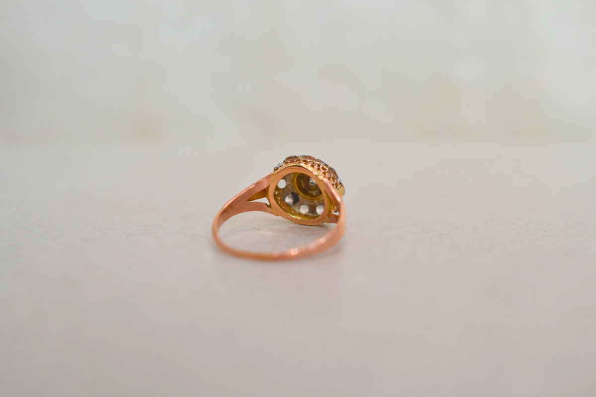 Bague rosace diamants Or Rose