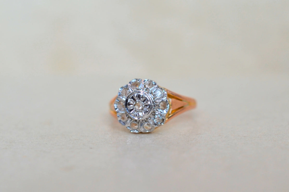 Bague rosace diamants Or Rose