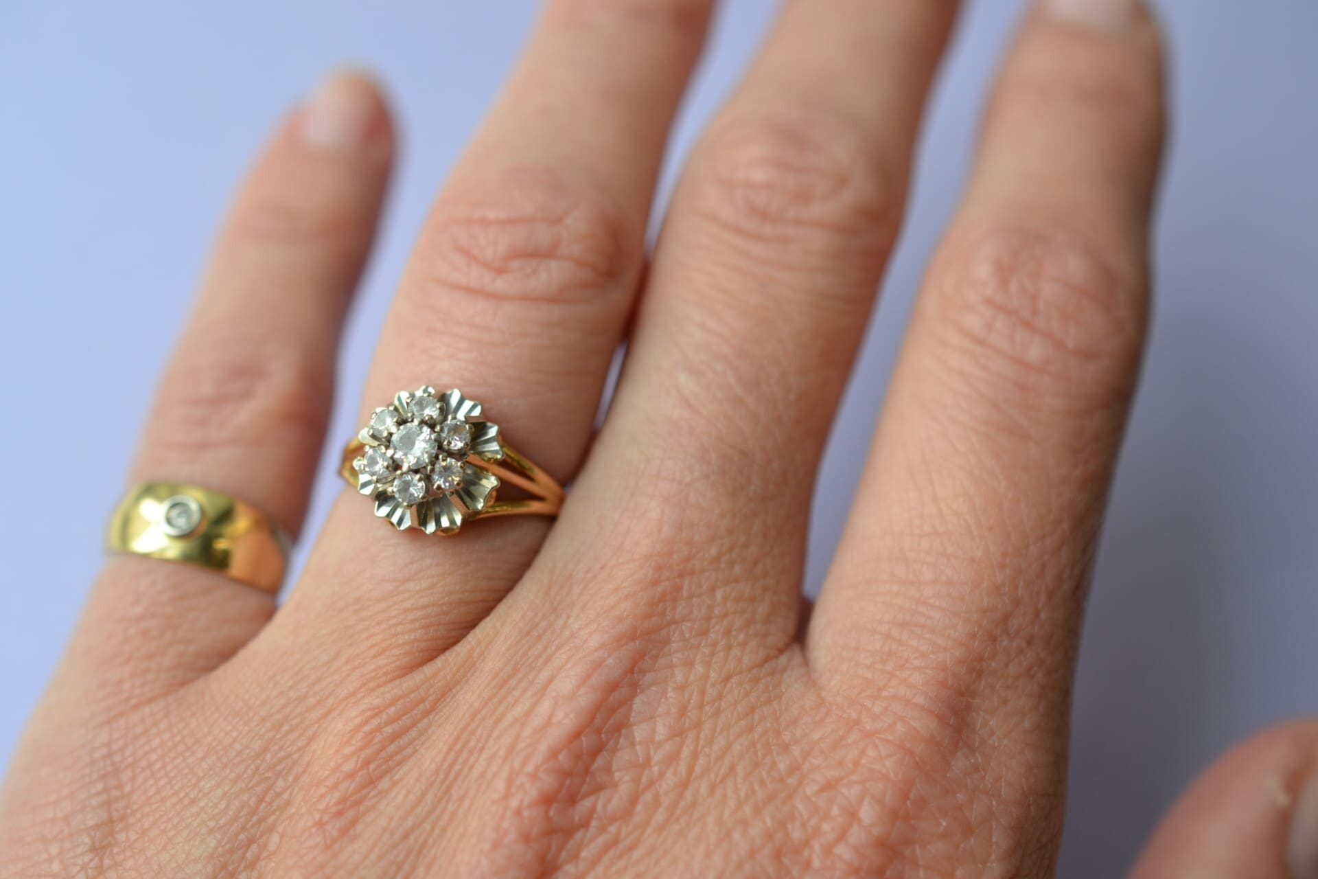 Bague Fleur monture illusion
