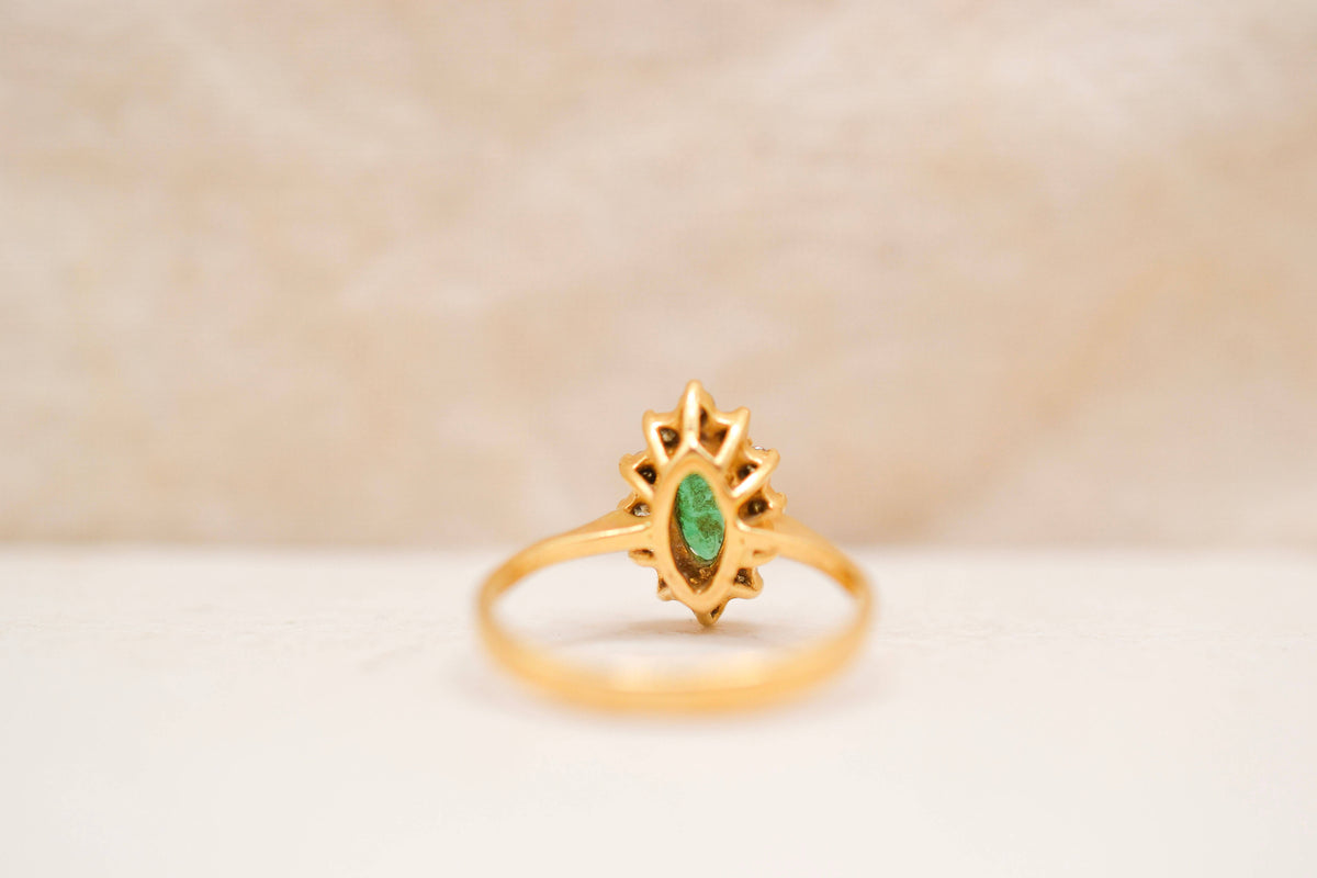 Bague navette Emeraude & Diamants