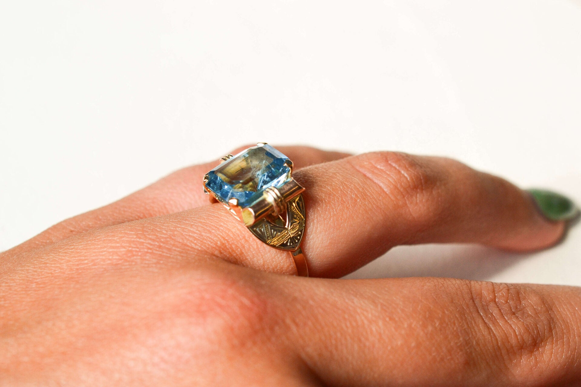 Bague Tank Aigue-Marine