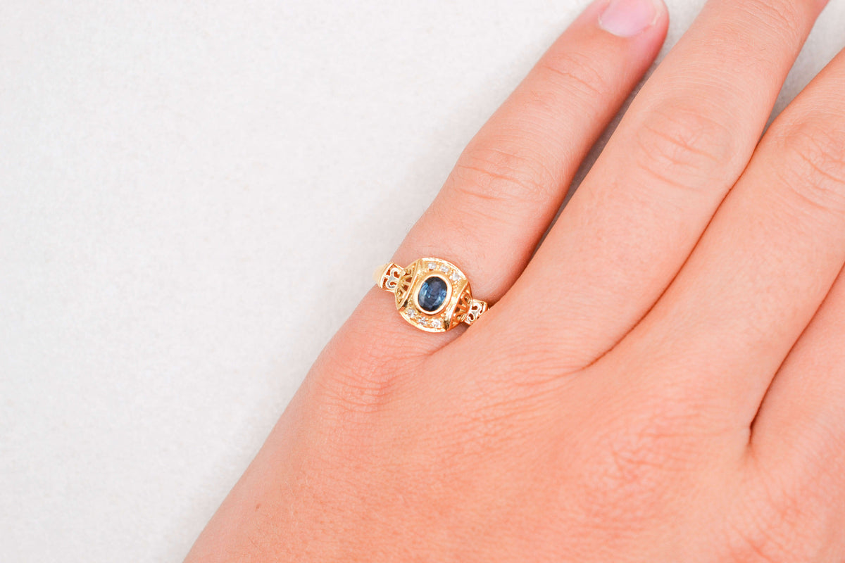 Bague architecturale Saphir Diamants