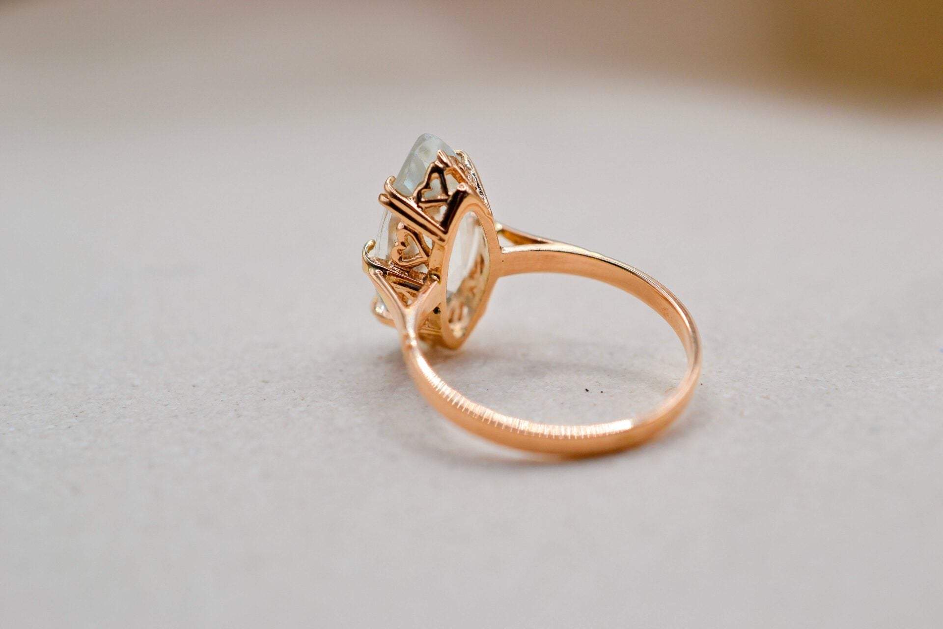 Bague Aigue-Marine taille navette