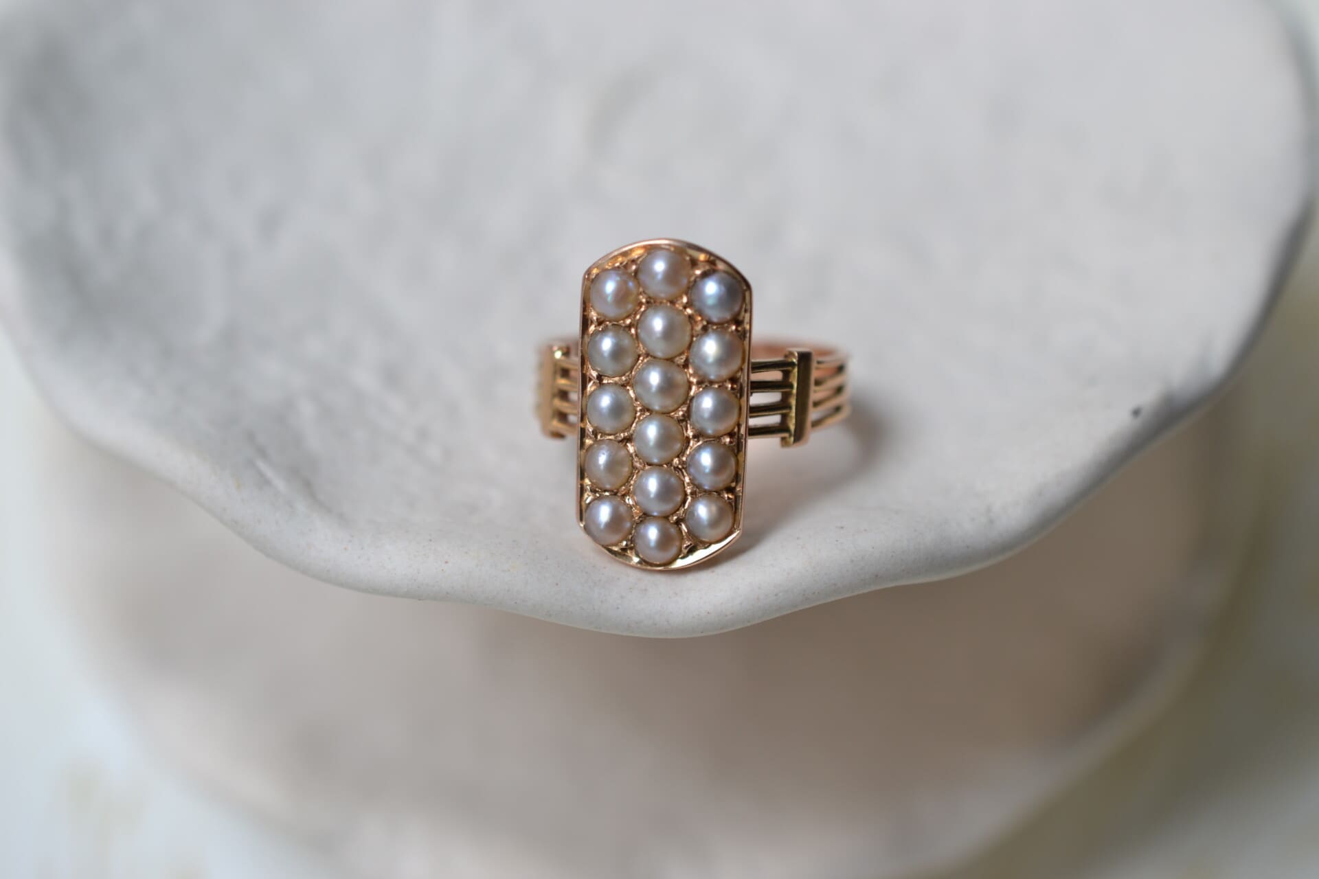Bague rectangulaire Perles