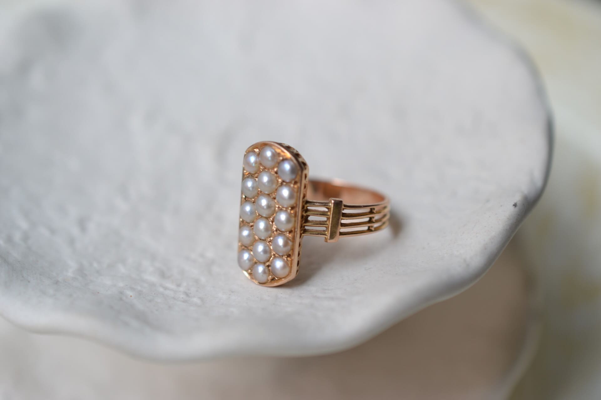 Bague rectangulaire Perles
