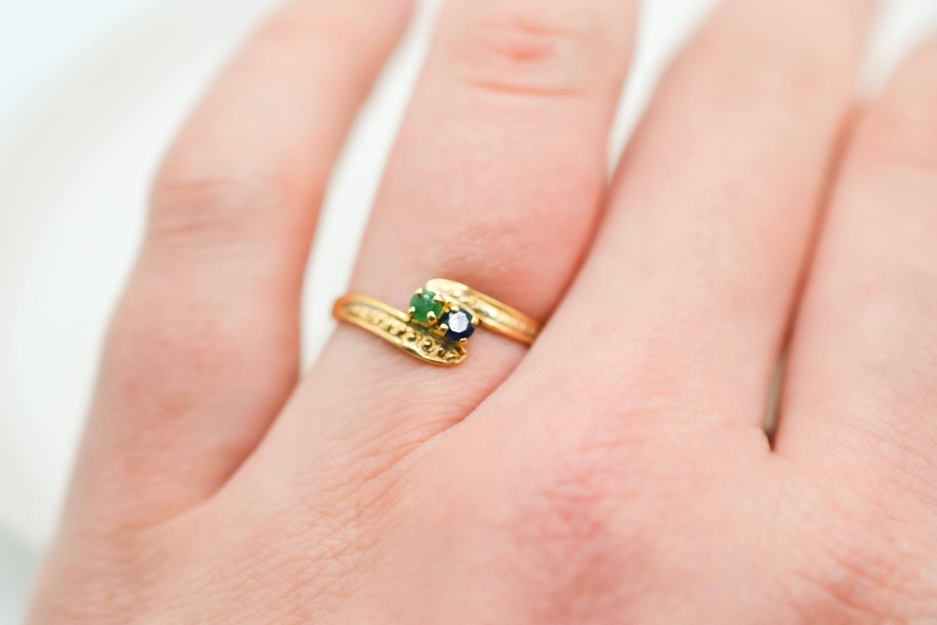 Bague Toi et Moi Saphir Emeraude