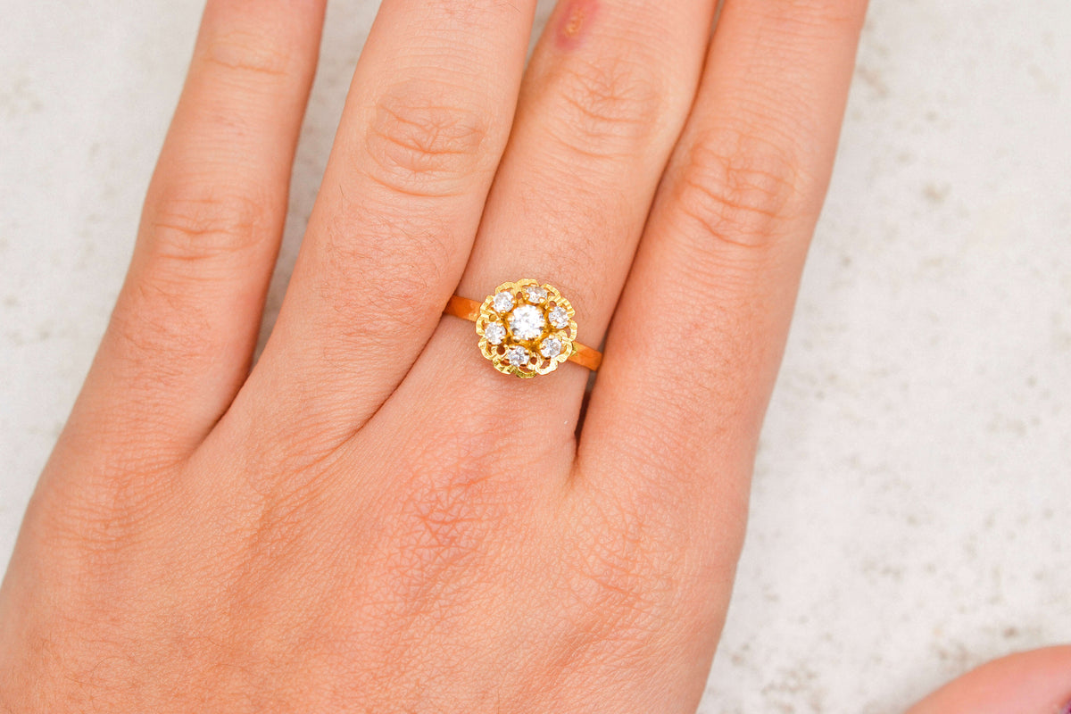 Bague flocon Oxydes Or jaune