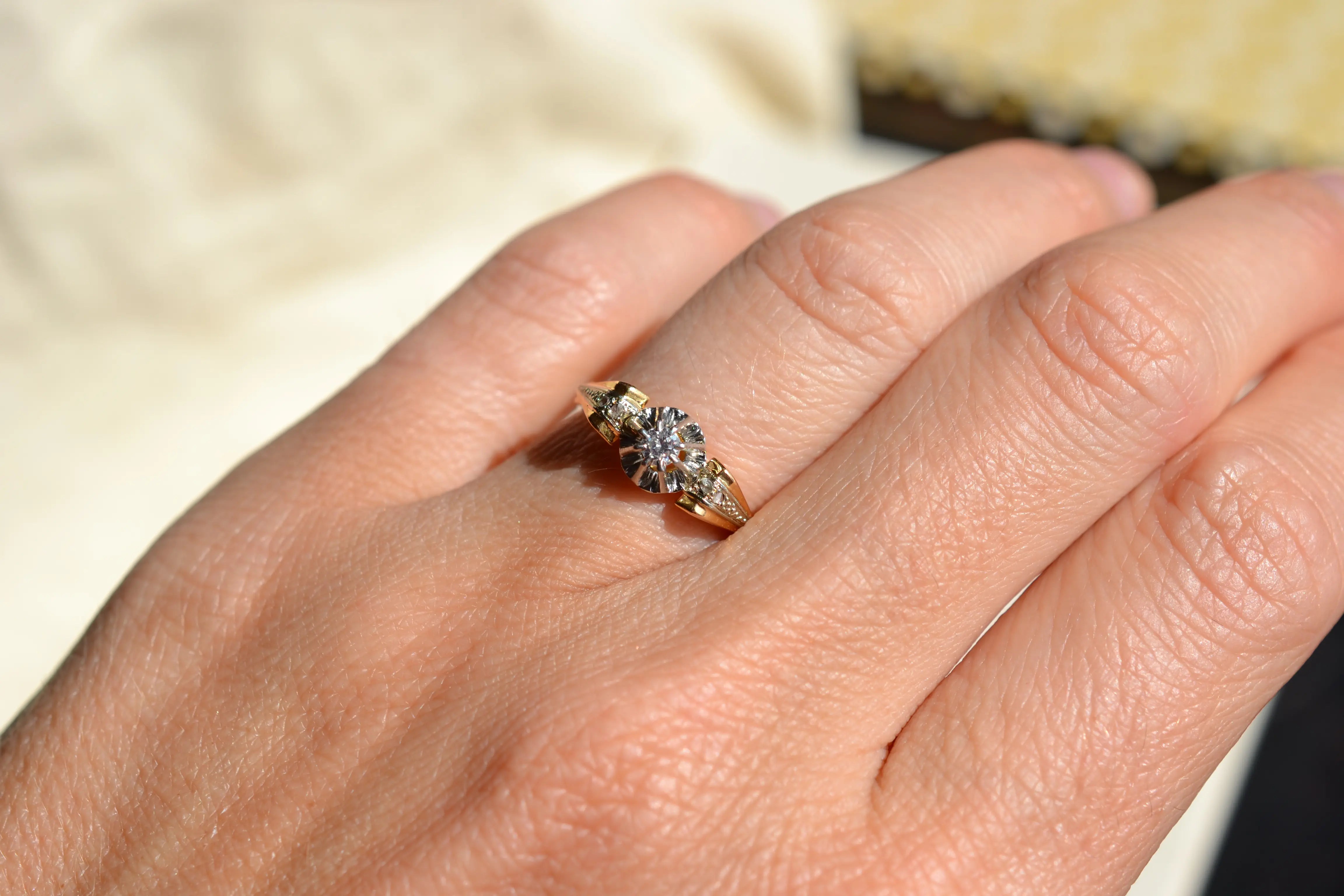 Bague solitaire Diamants Serti Illusion