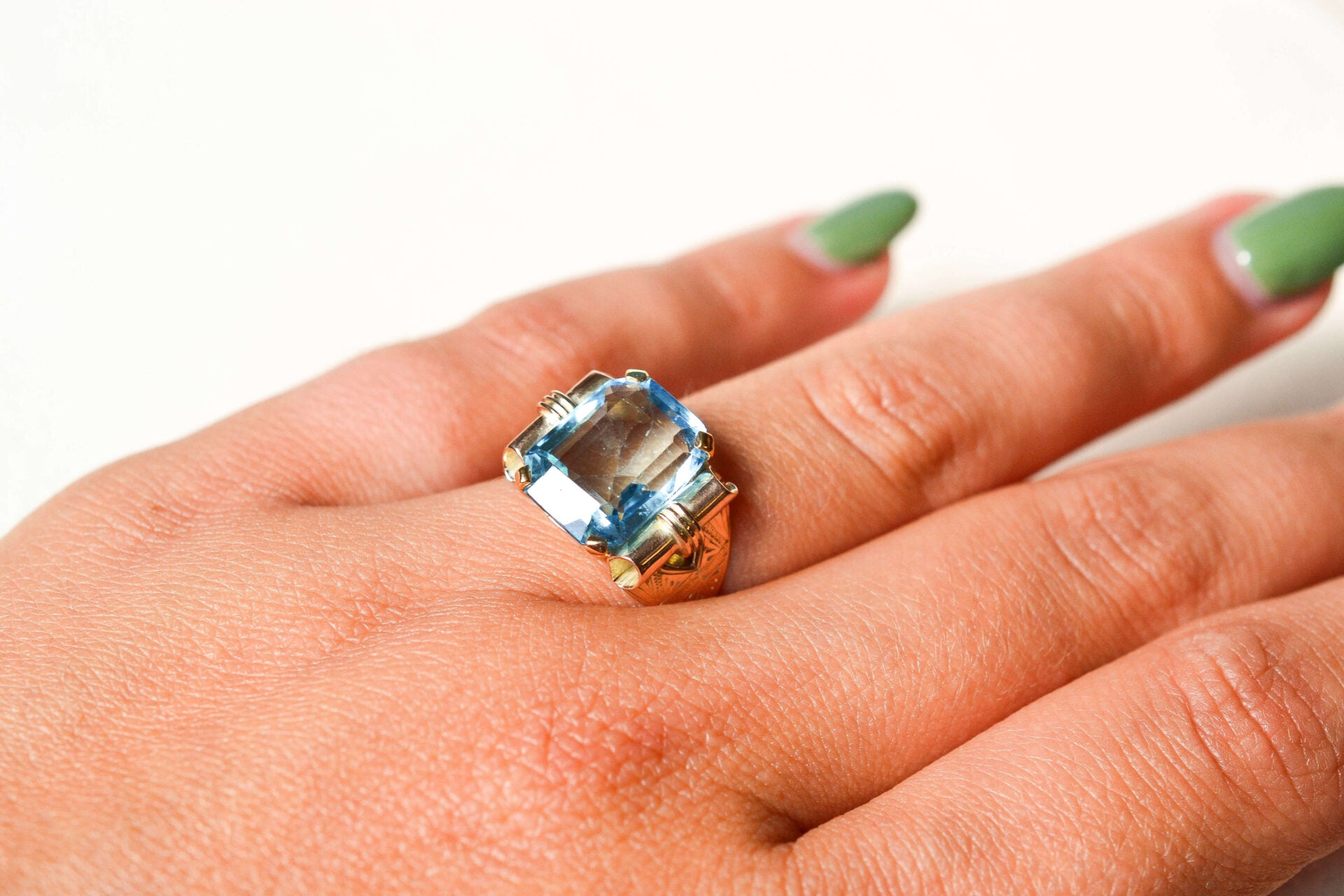 Bague Tank Aigue-Marine