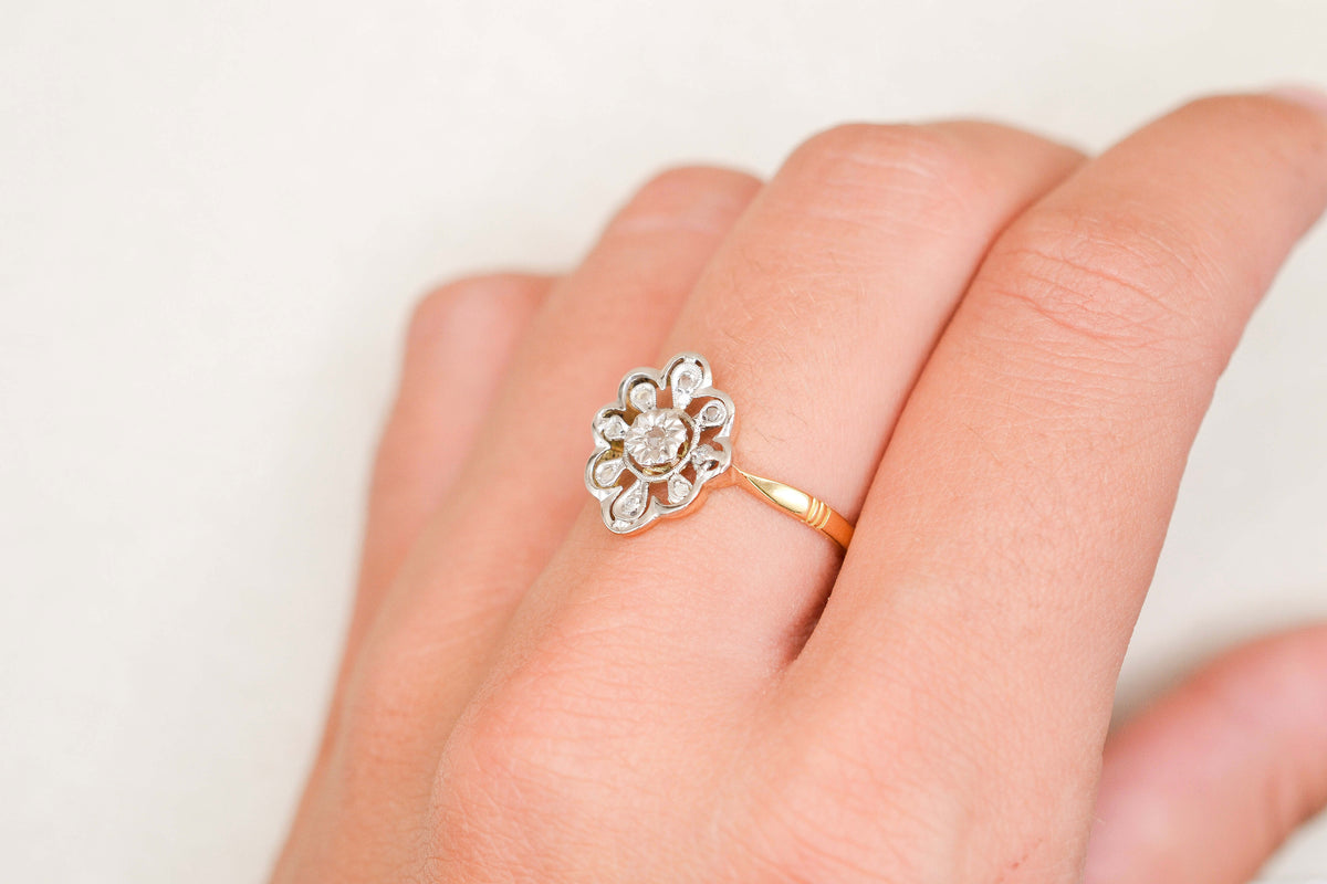Bague Marguerite plate Diamants