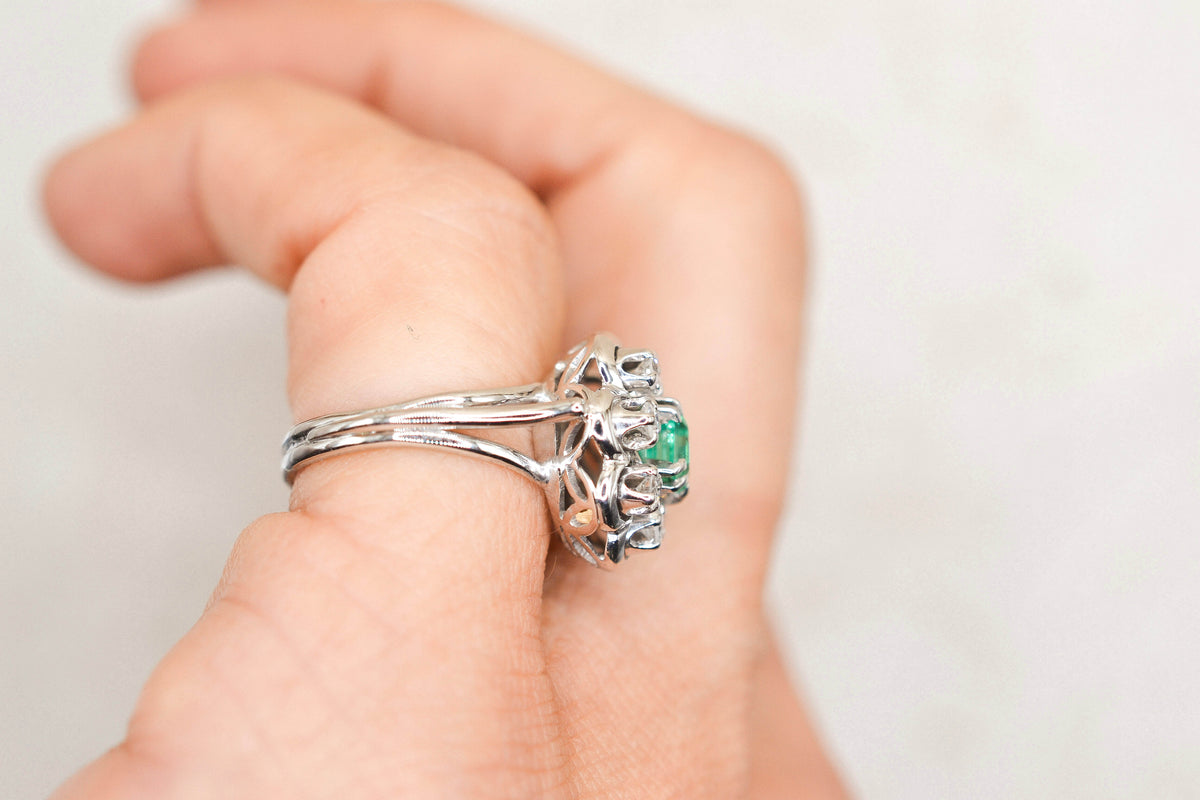Bague flocon Diamants Emeraude
