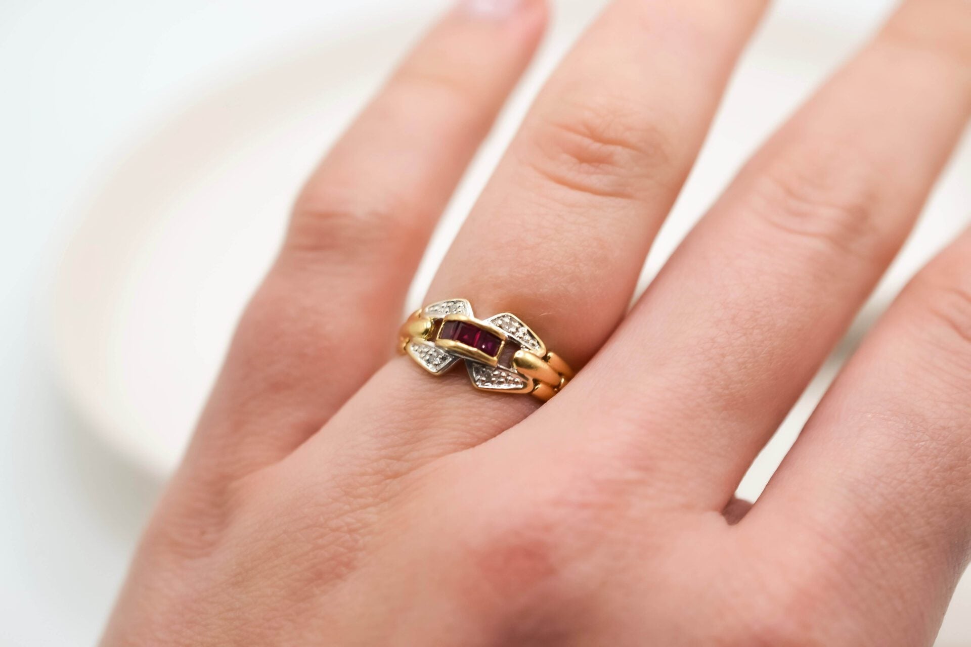 Bague Art Déco Rubis et Diamants