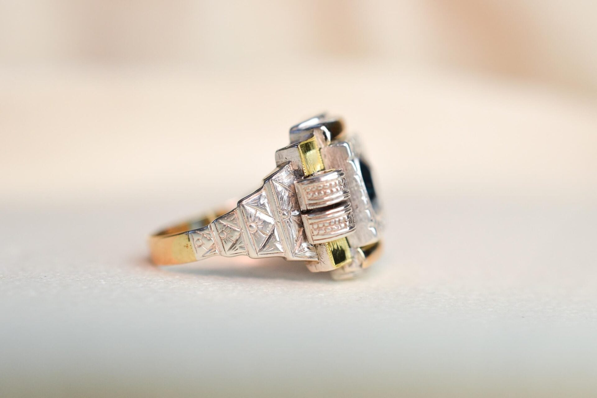 Bague Tank Saphir Diamants