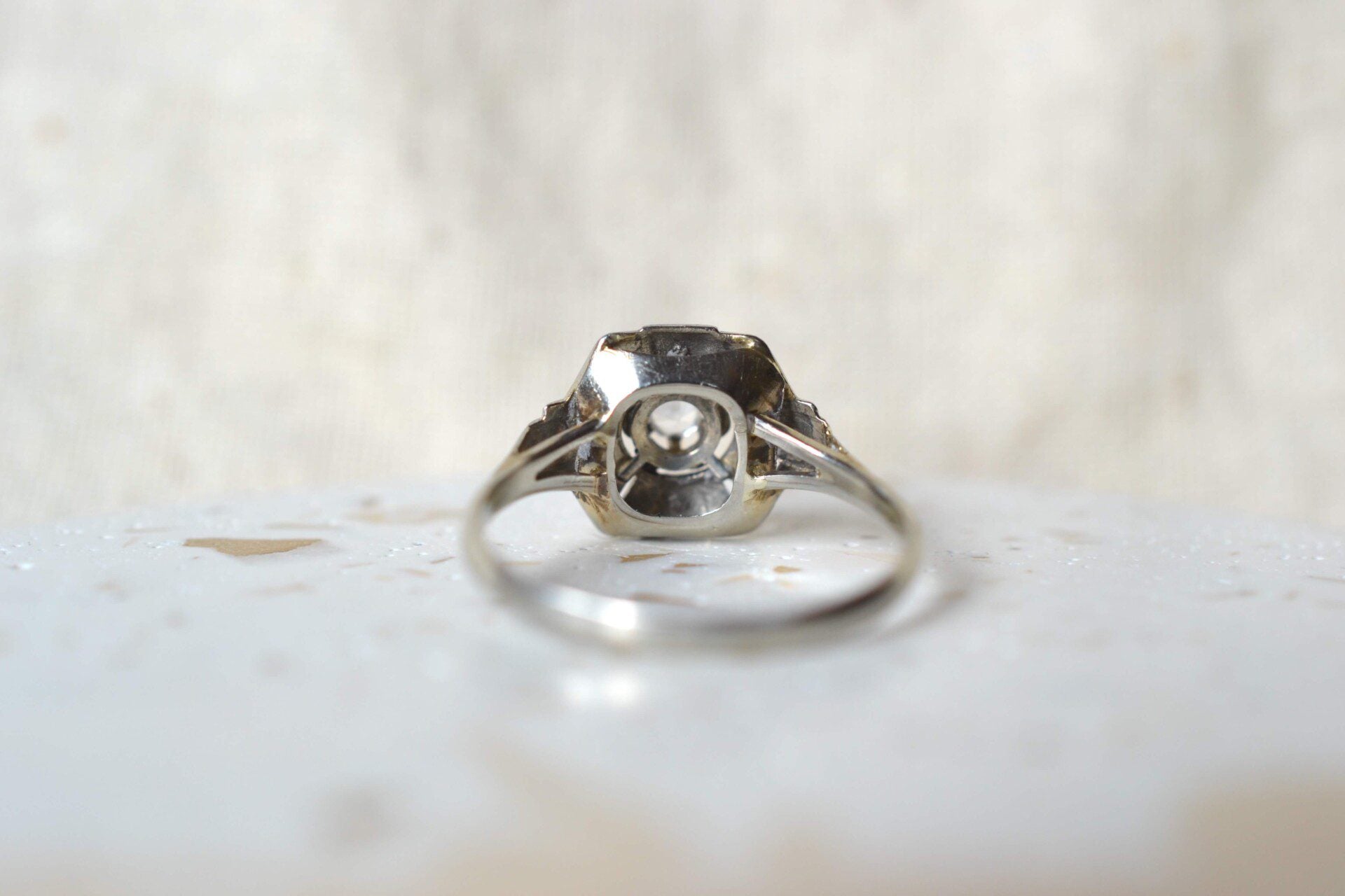 Bague Art Déco Diamant et Oxydes