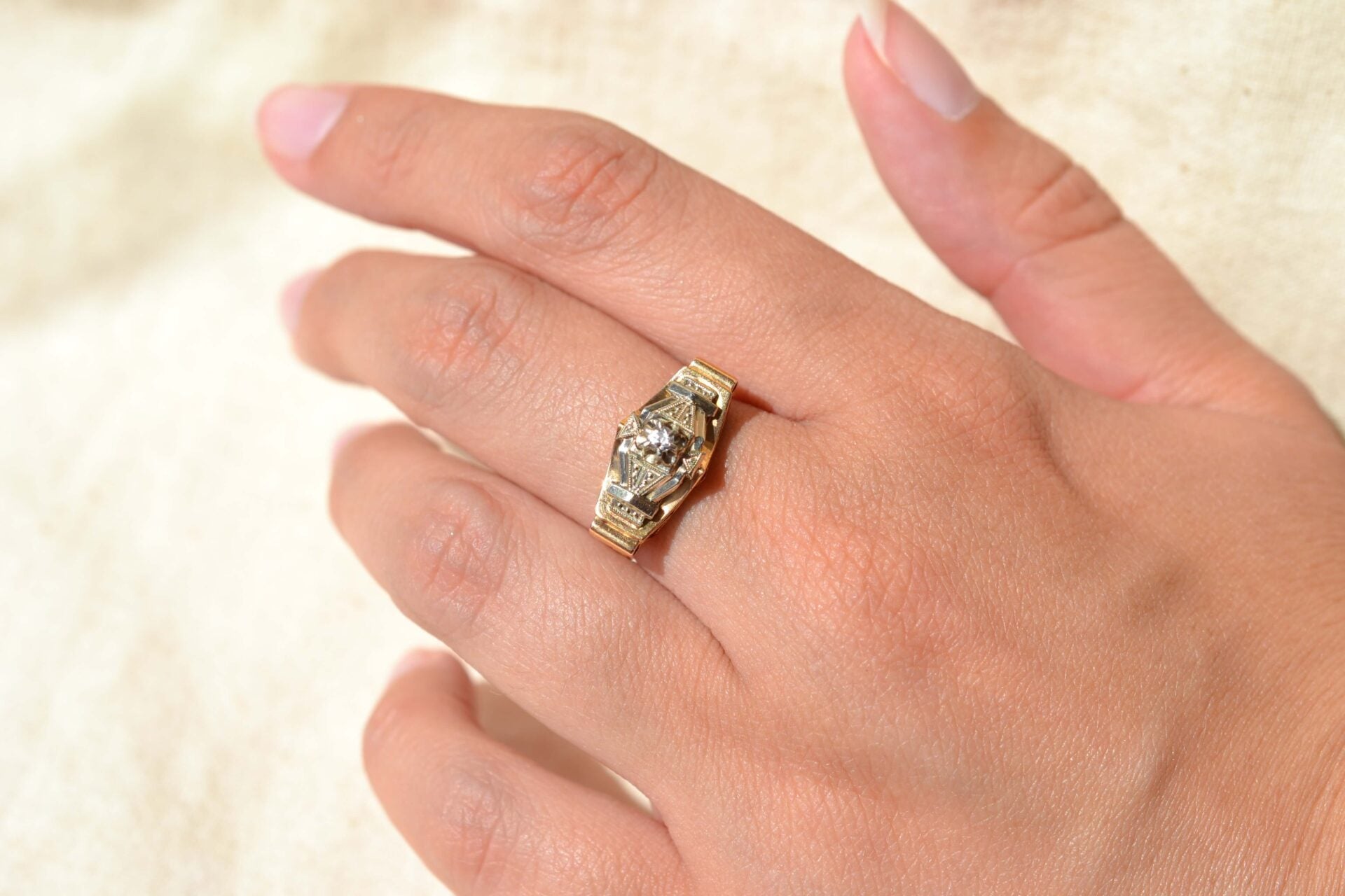 Bague Art Déco 2 Ors Oxyde