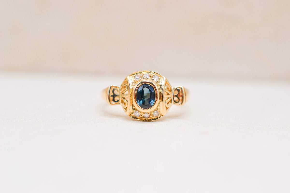 Bague architecturale Saphir Diamants