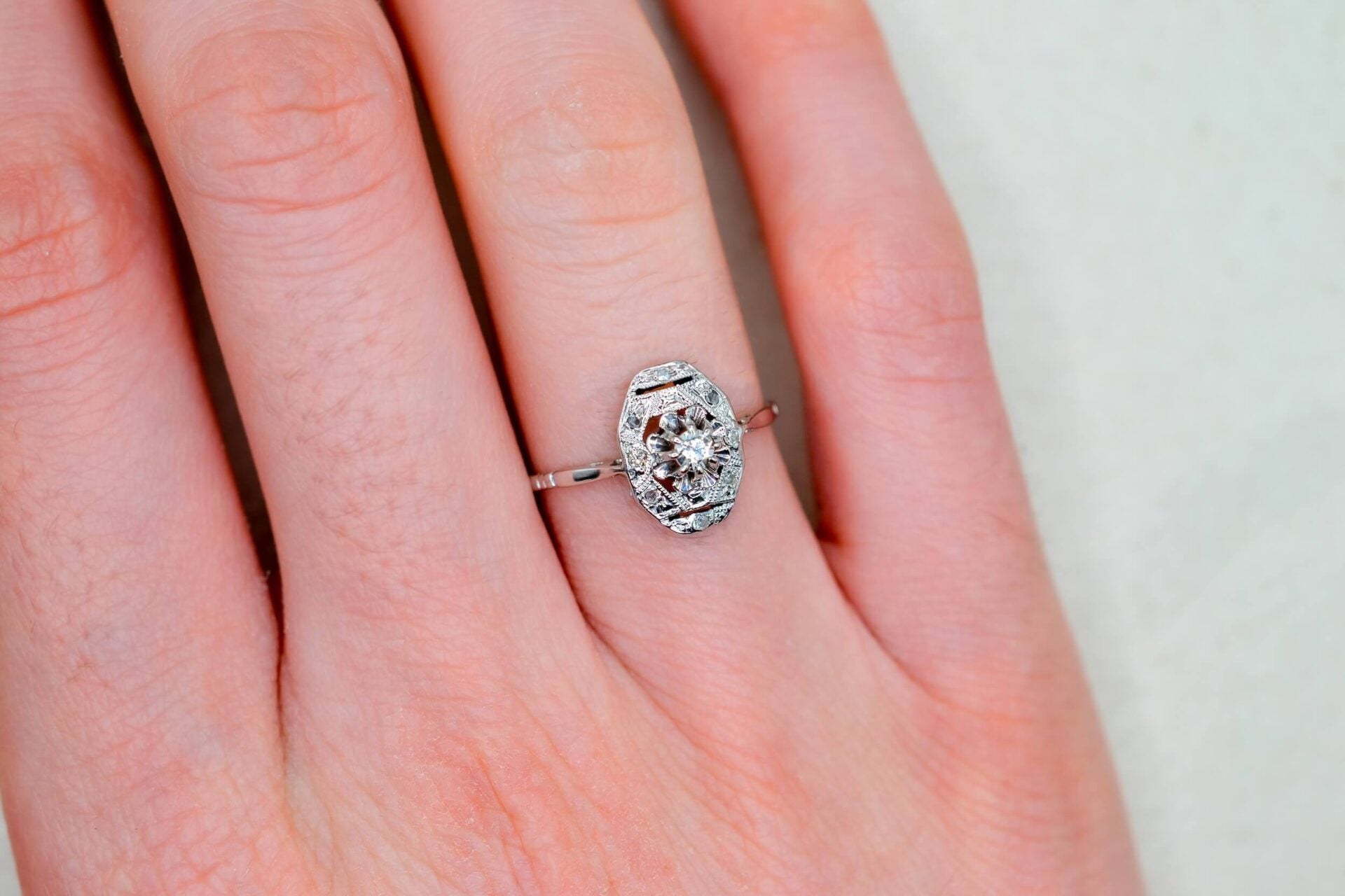 Bague Art Déco Or blanc Diamant