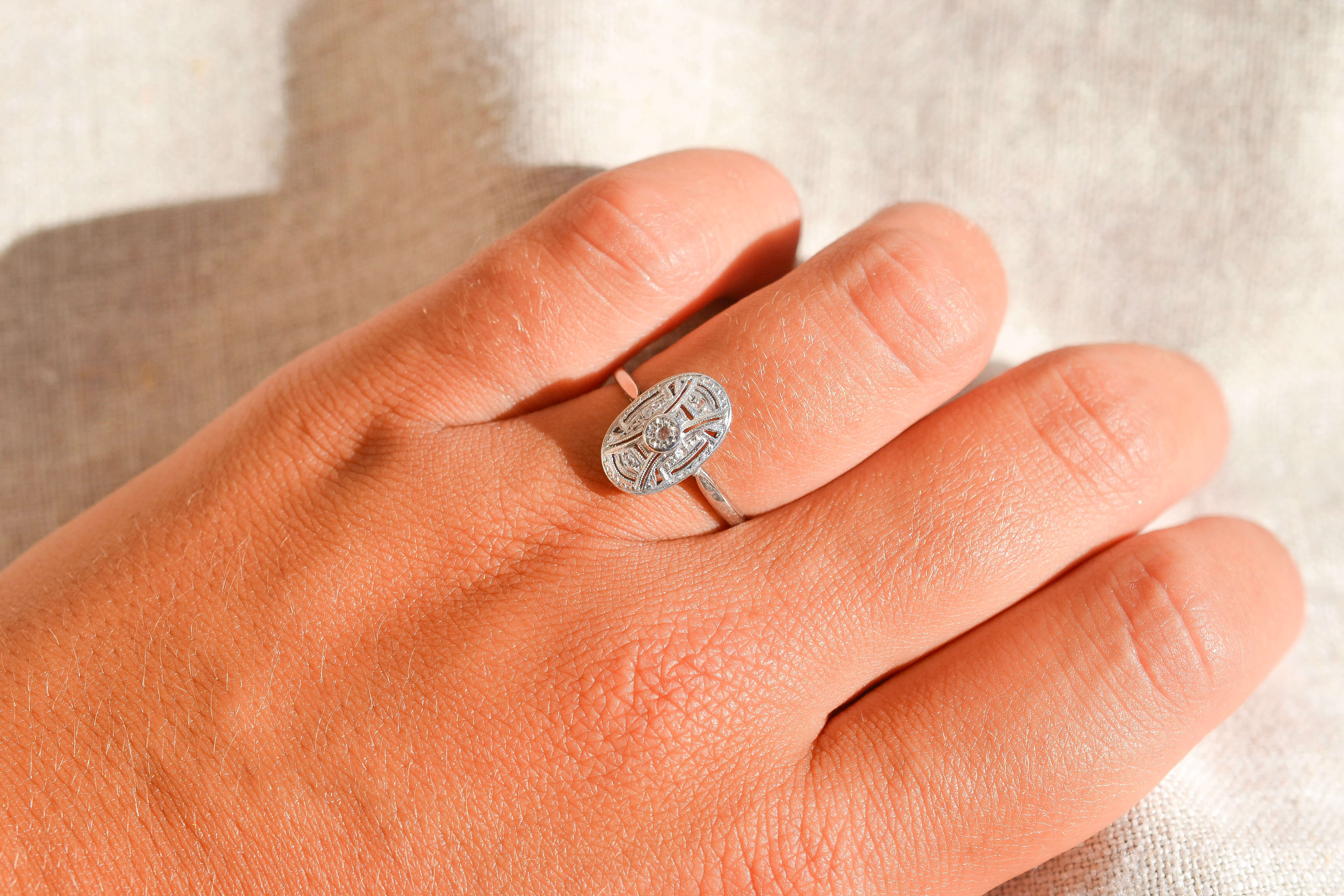Bague Art Déco Diamants Or blanc