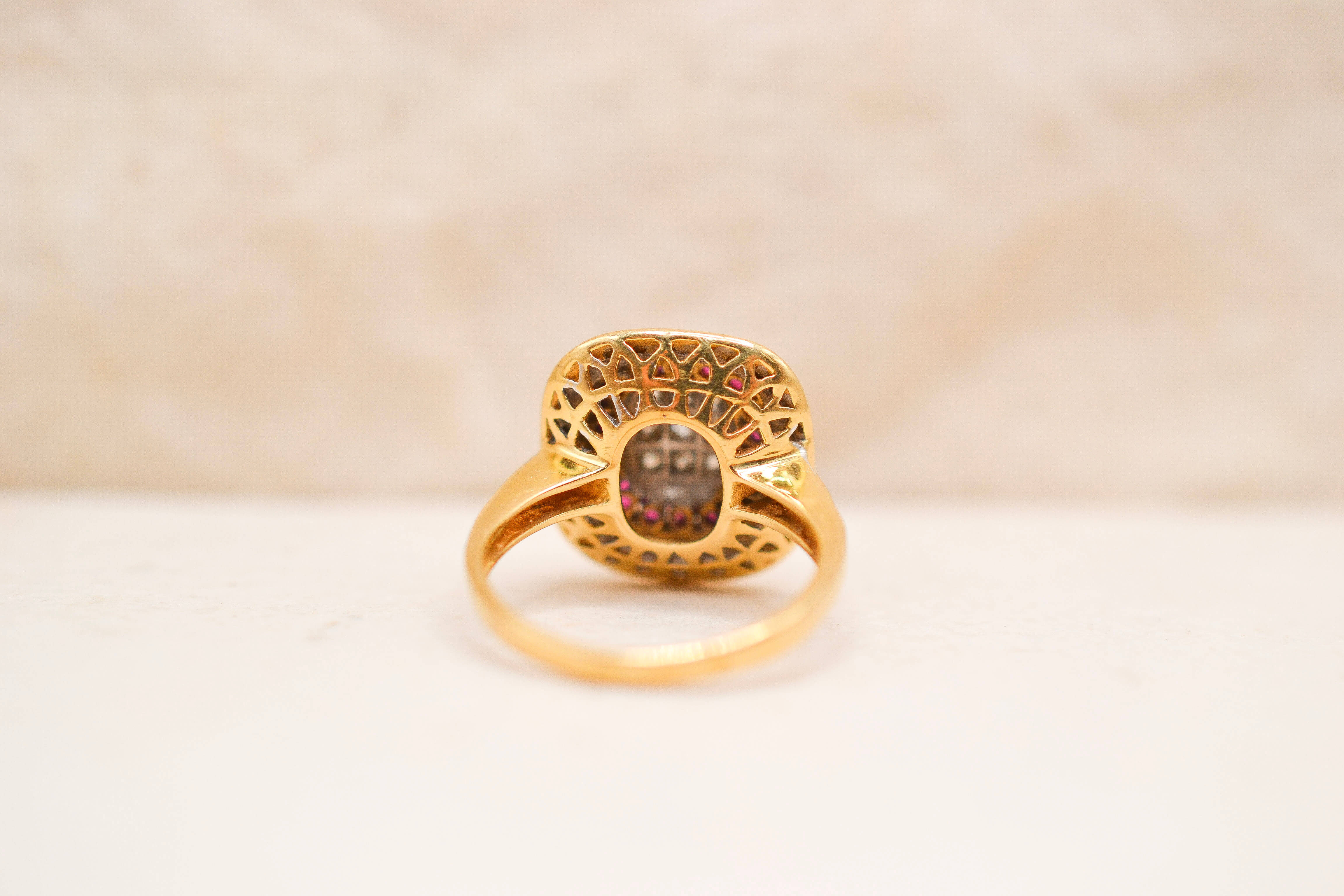 Bague coussin Diamants & Rubis