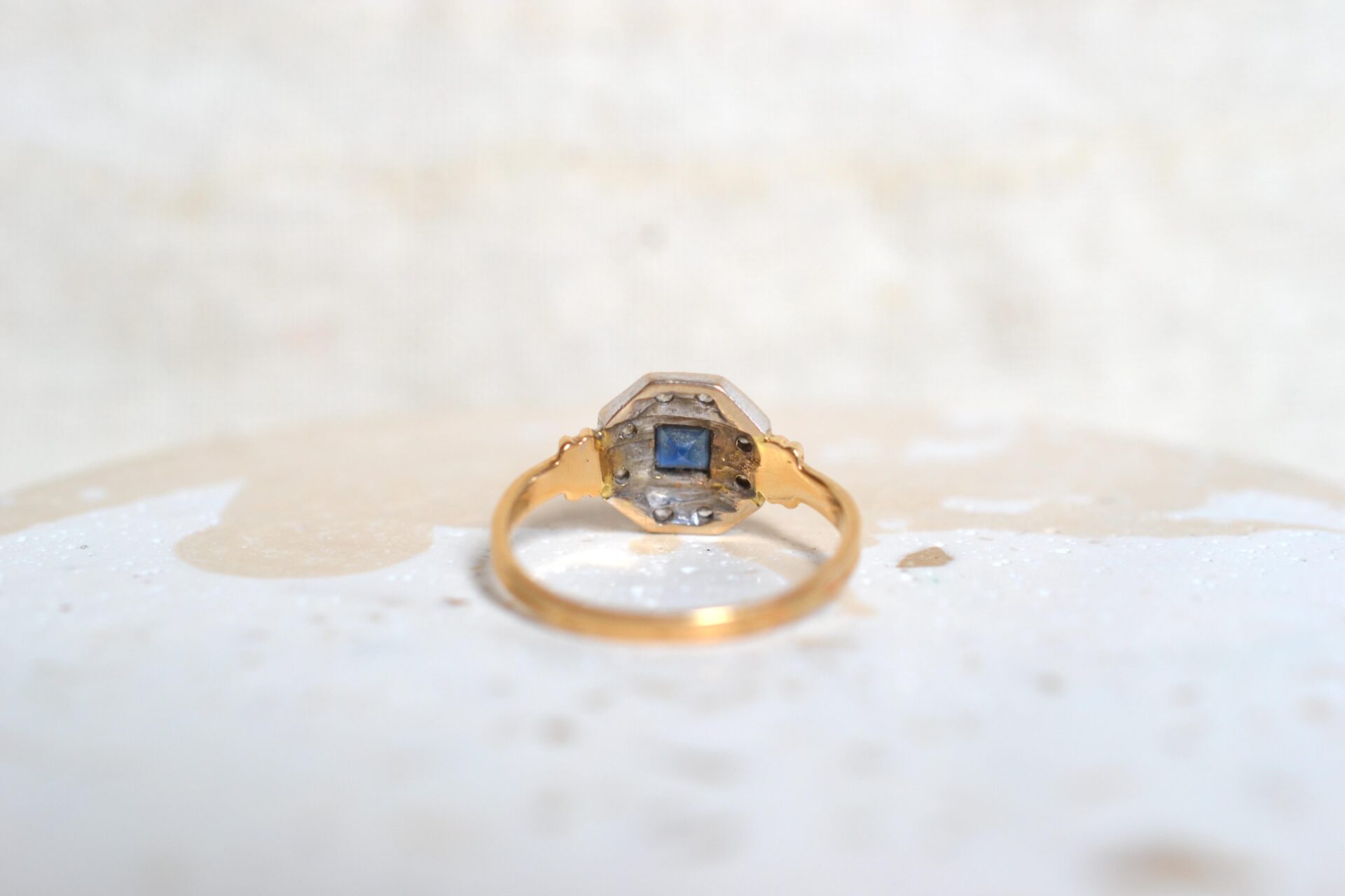 Bague octogonale Saphir et Diamants