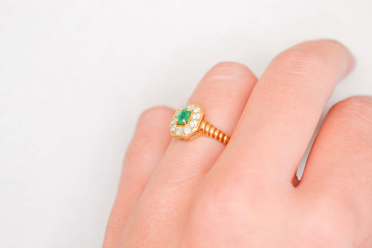 Bague Art déco Emeraude & Oxydes