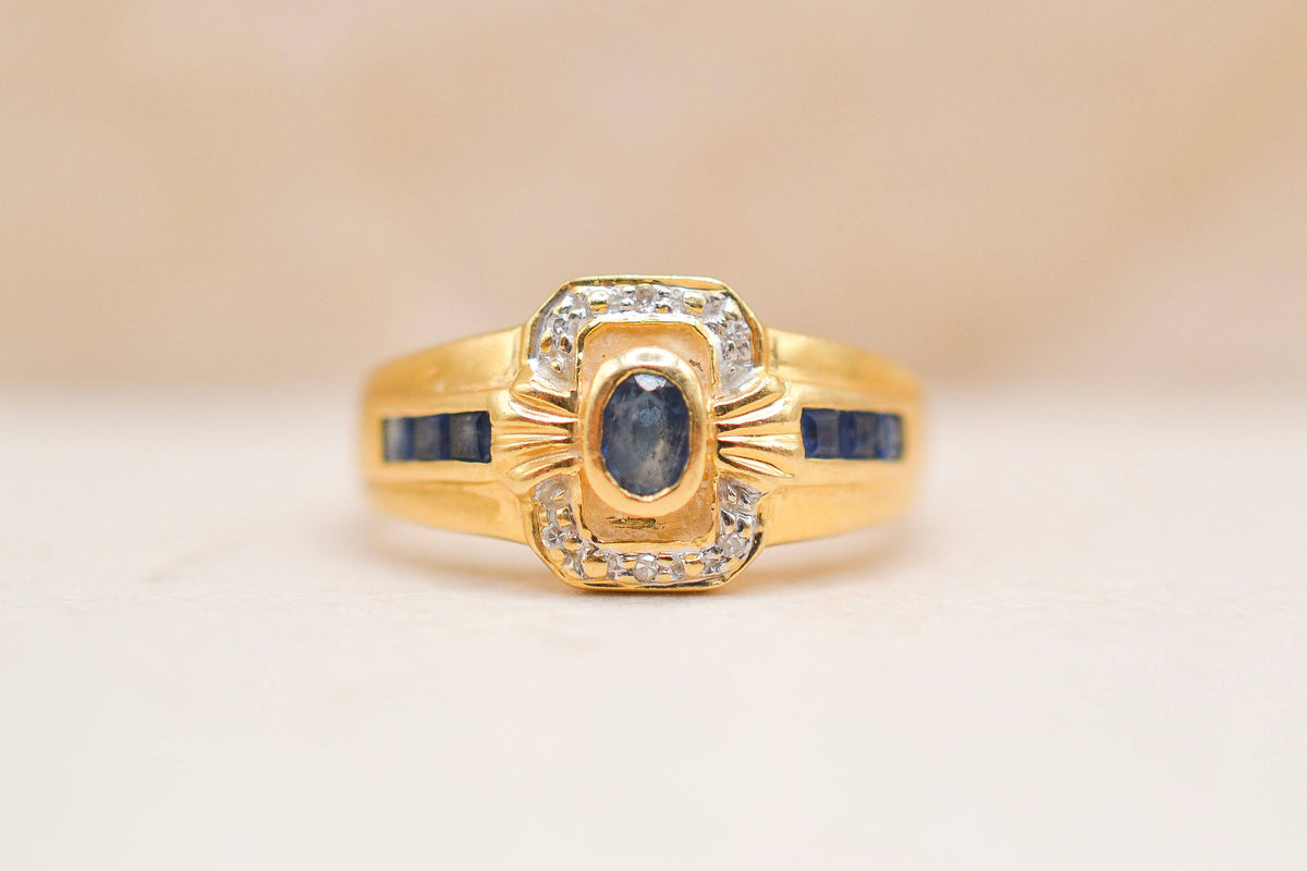 Bague bandeau Saphirs et Diamants