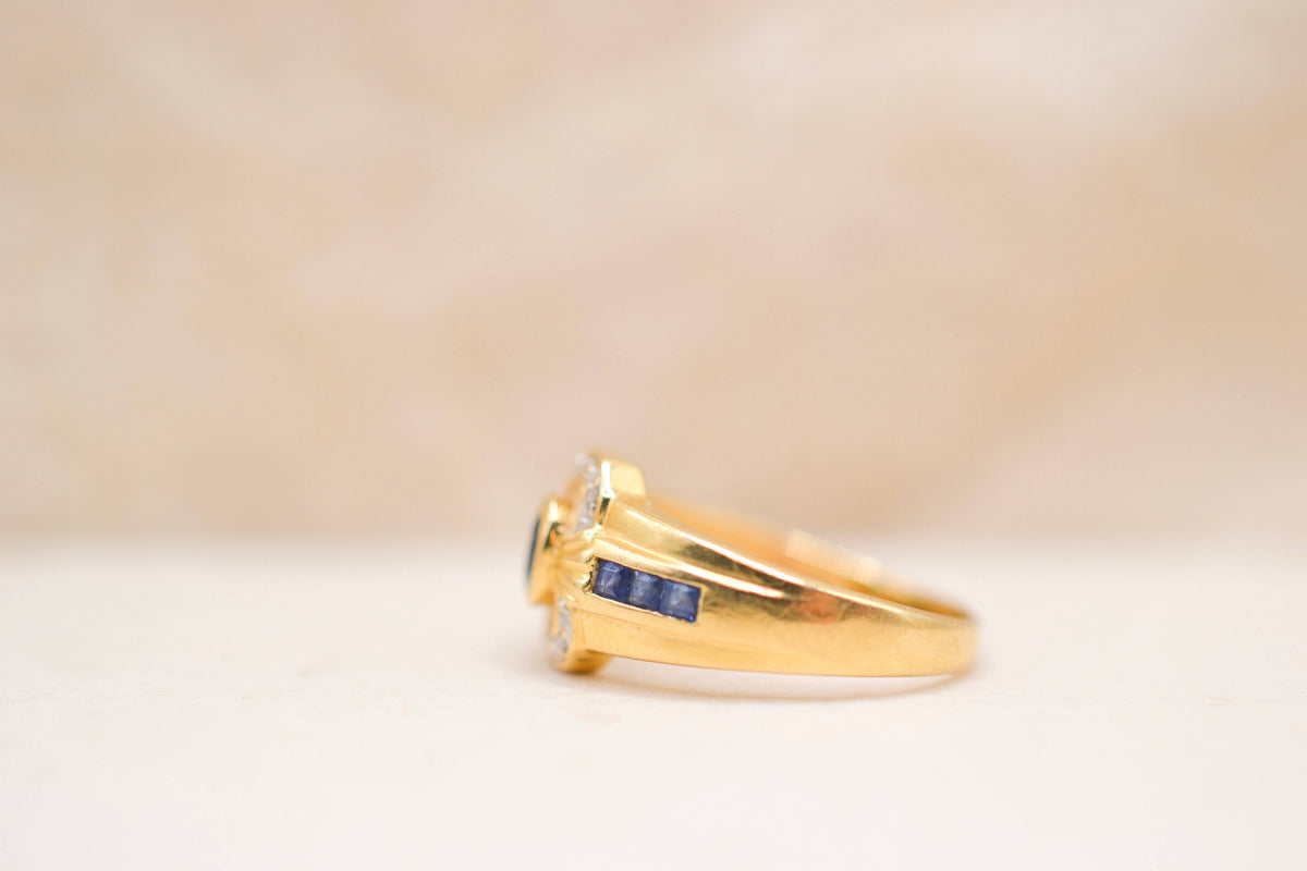 Bague bandeau Saphirs et Diamants