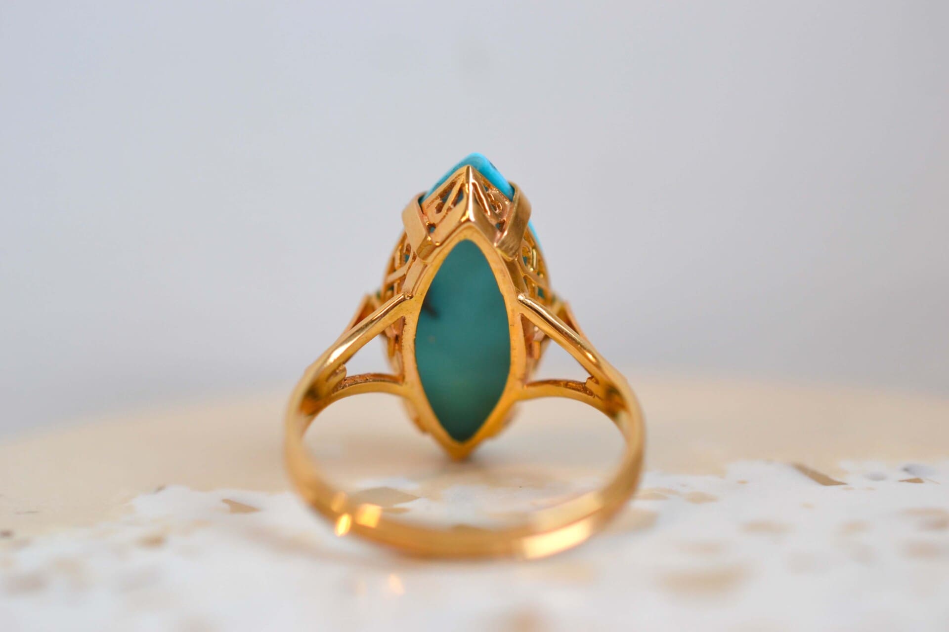 Bague Marquise cabochon Turquoise
