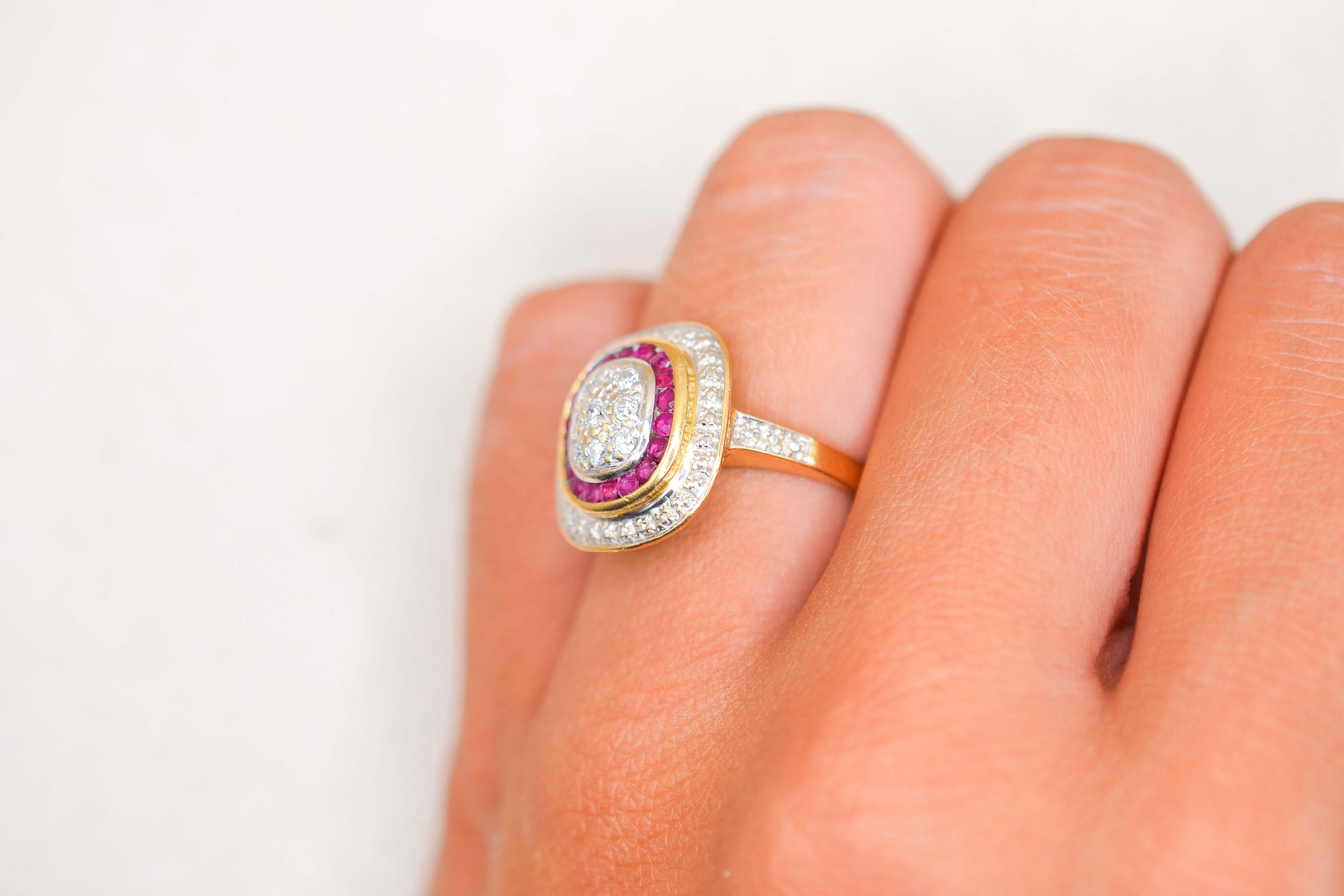 Bague coussin Diamants & Rubis