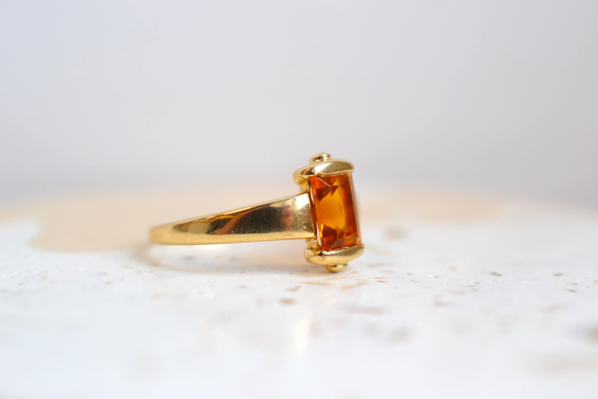 Bague Solitaire Citrine rectangulaire