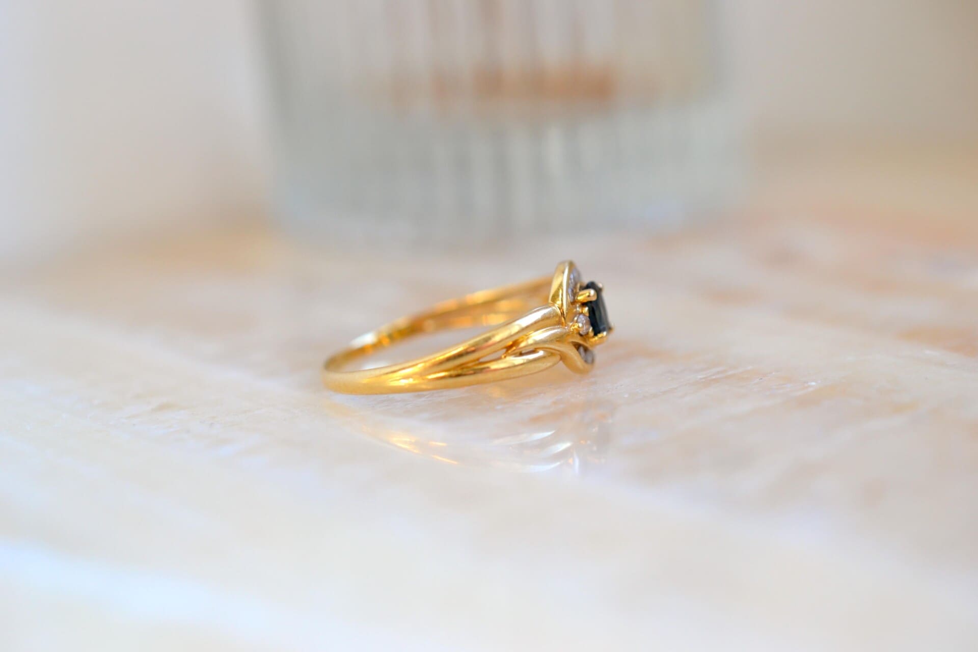 Bague croisée Saphir et Diamants