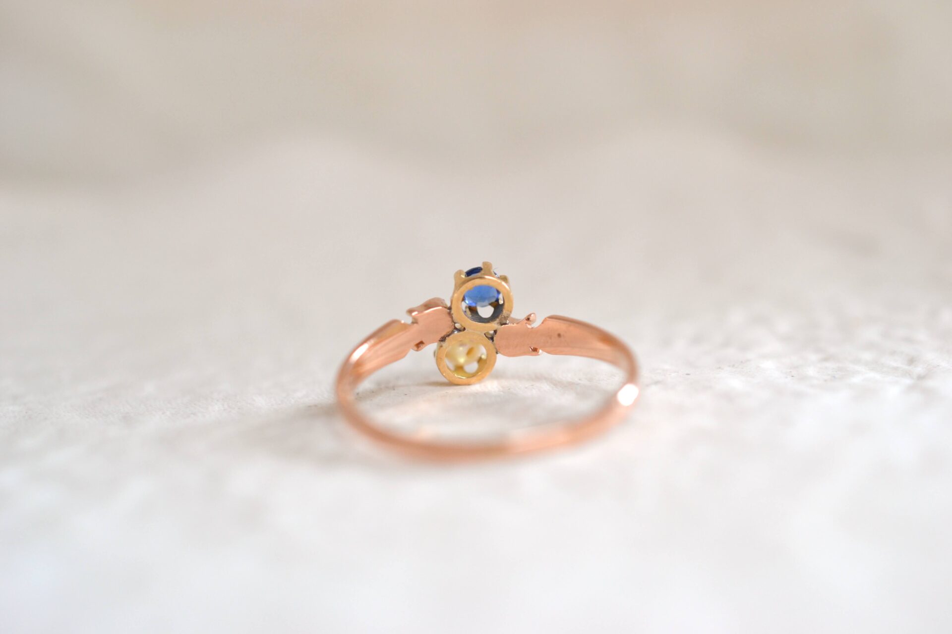 Bague Toi et Moi Saphir Perles