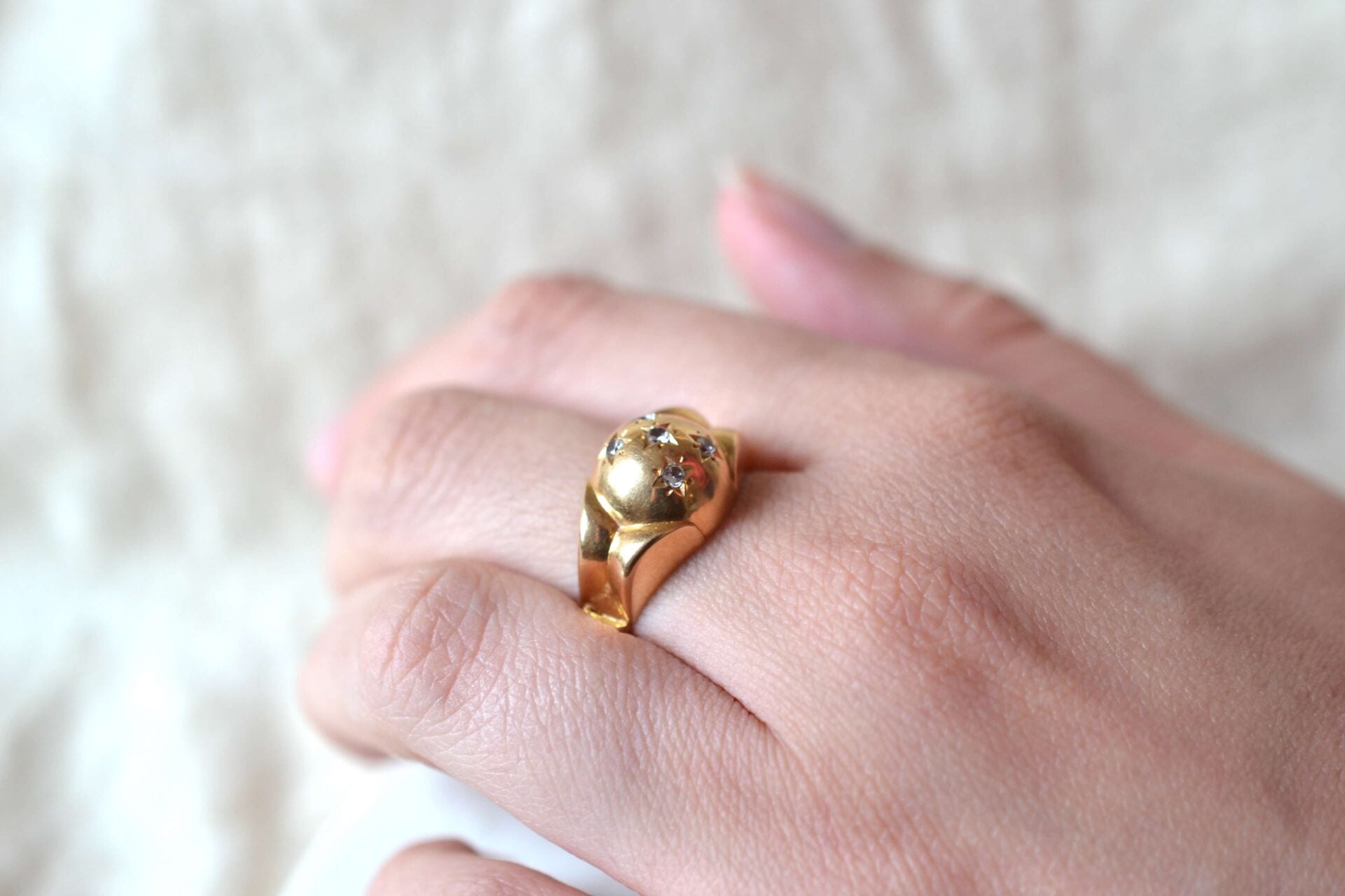 Bague dôme étoiles Oxydes