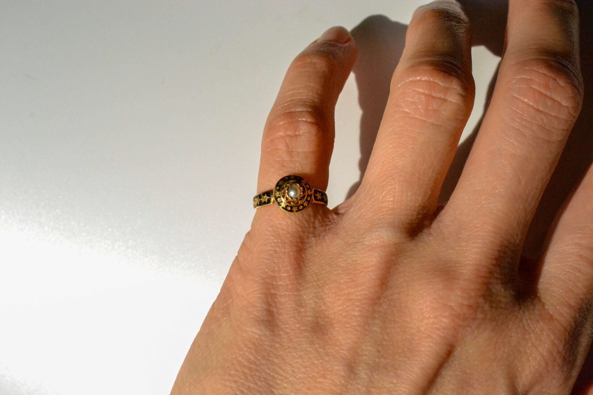 Bague émail étoilé et Perle