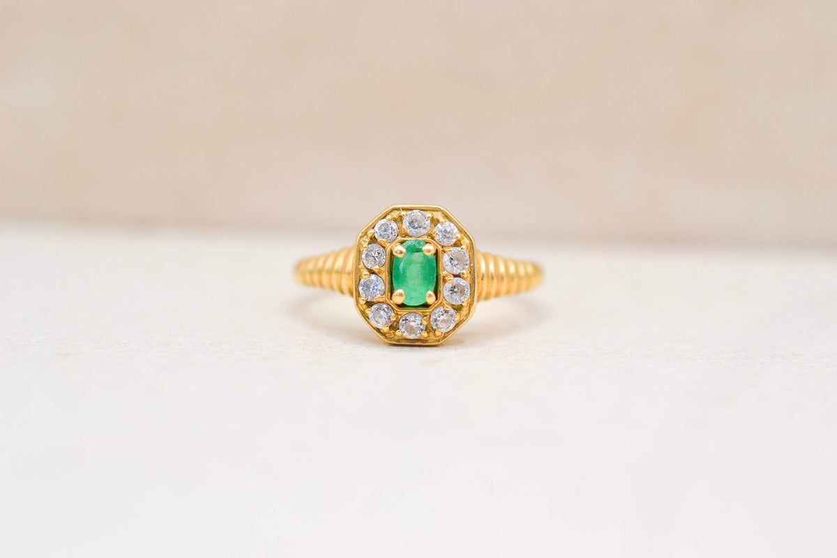 Bague Art déco Emeraude & Oxydes
