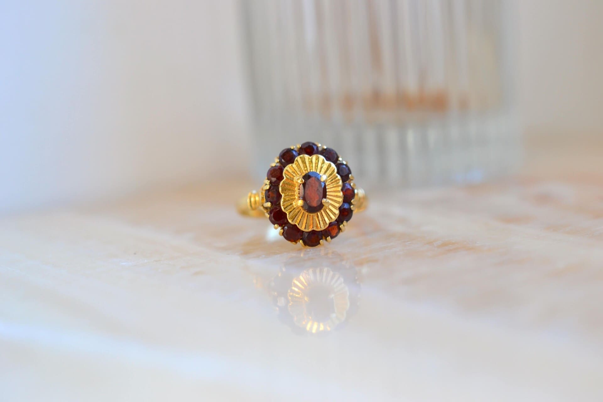 Bague Fleur Grenats