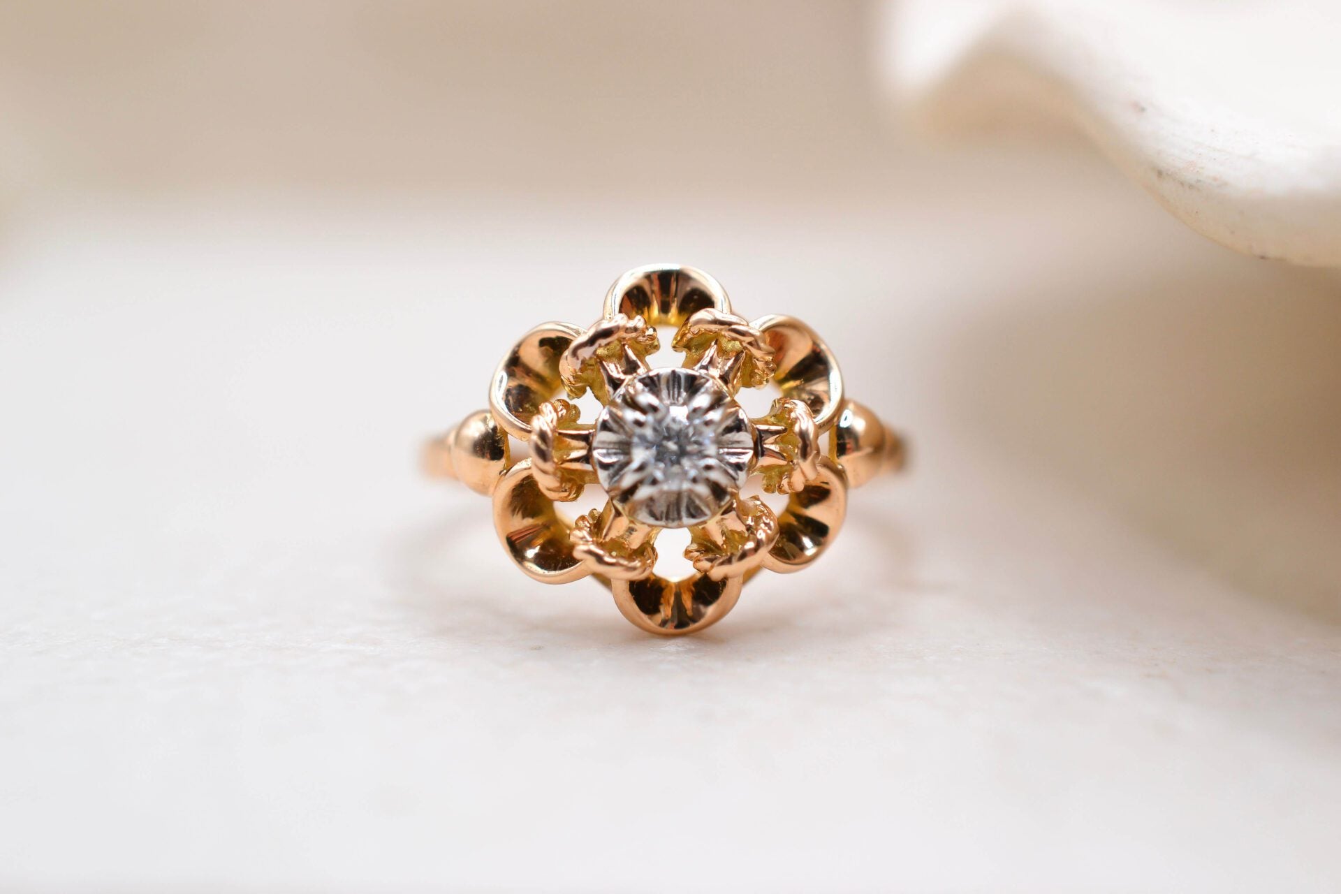 Bague volutes 2 Ors Diamant
