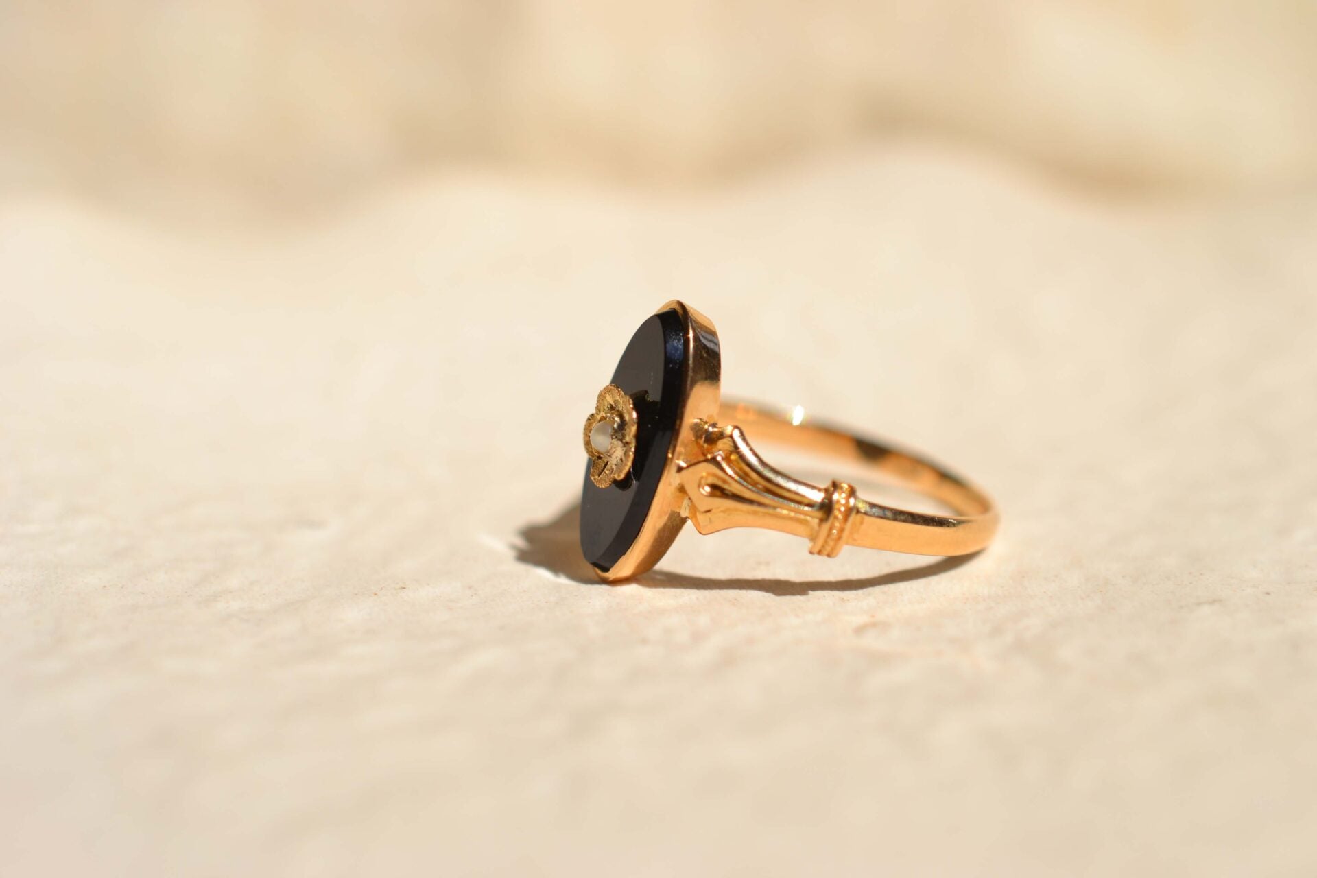 Bague Onyx et Perle