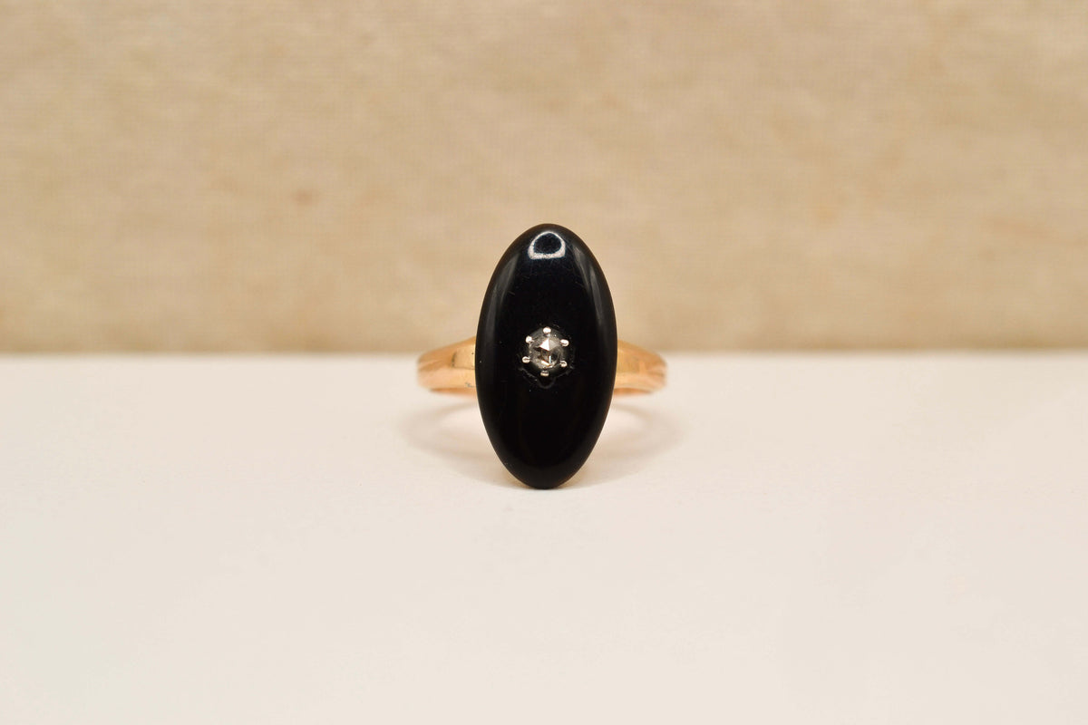 Bague mandorle Onyx & Diamant