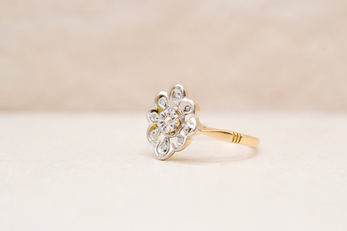 Bague Marguerite plate Diamants