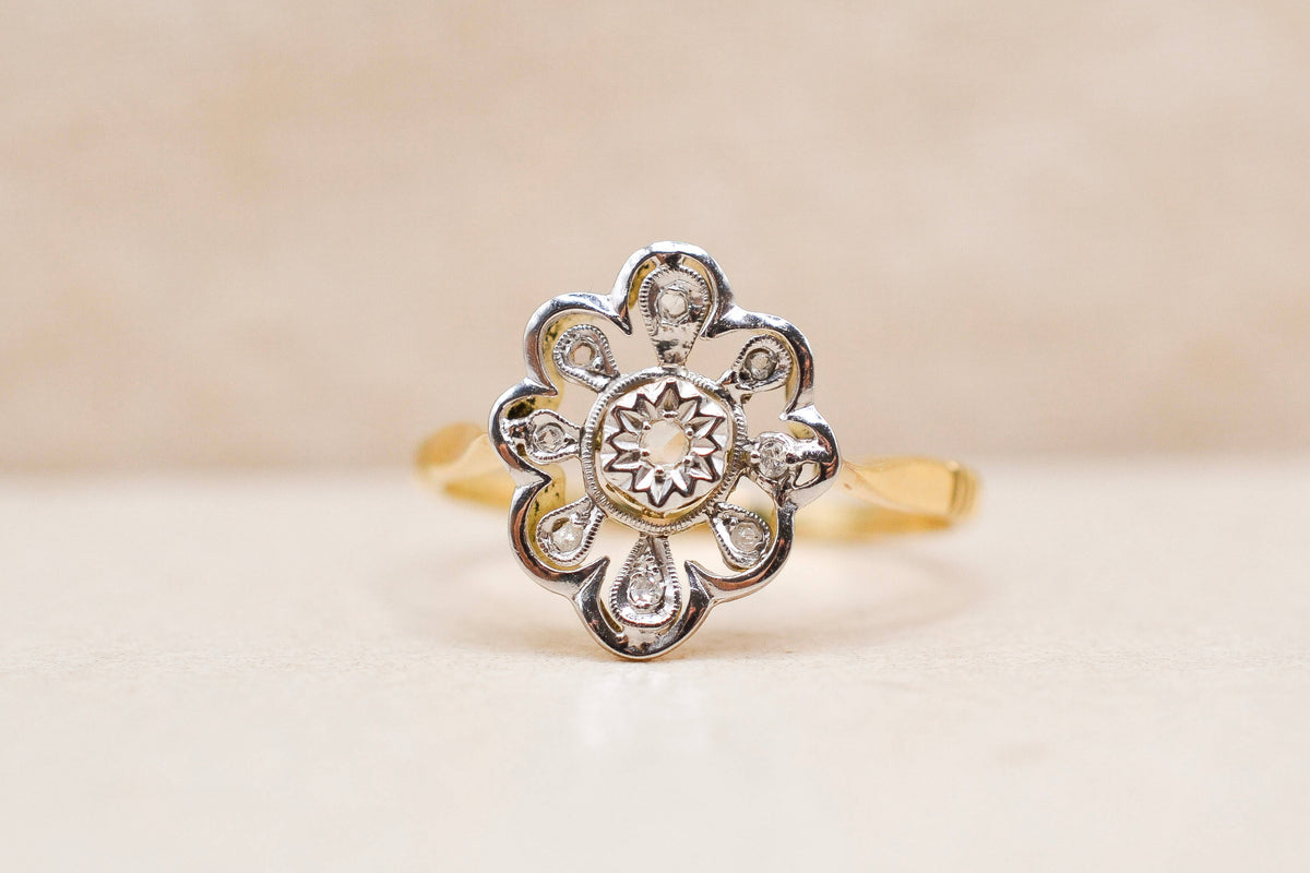 Bague Marguerite plate Diamants