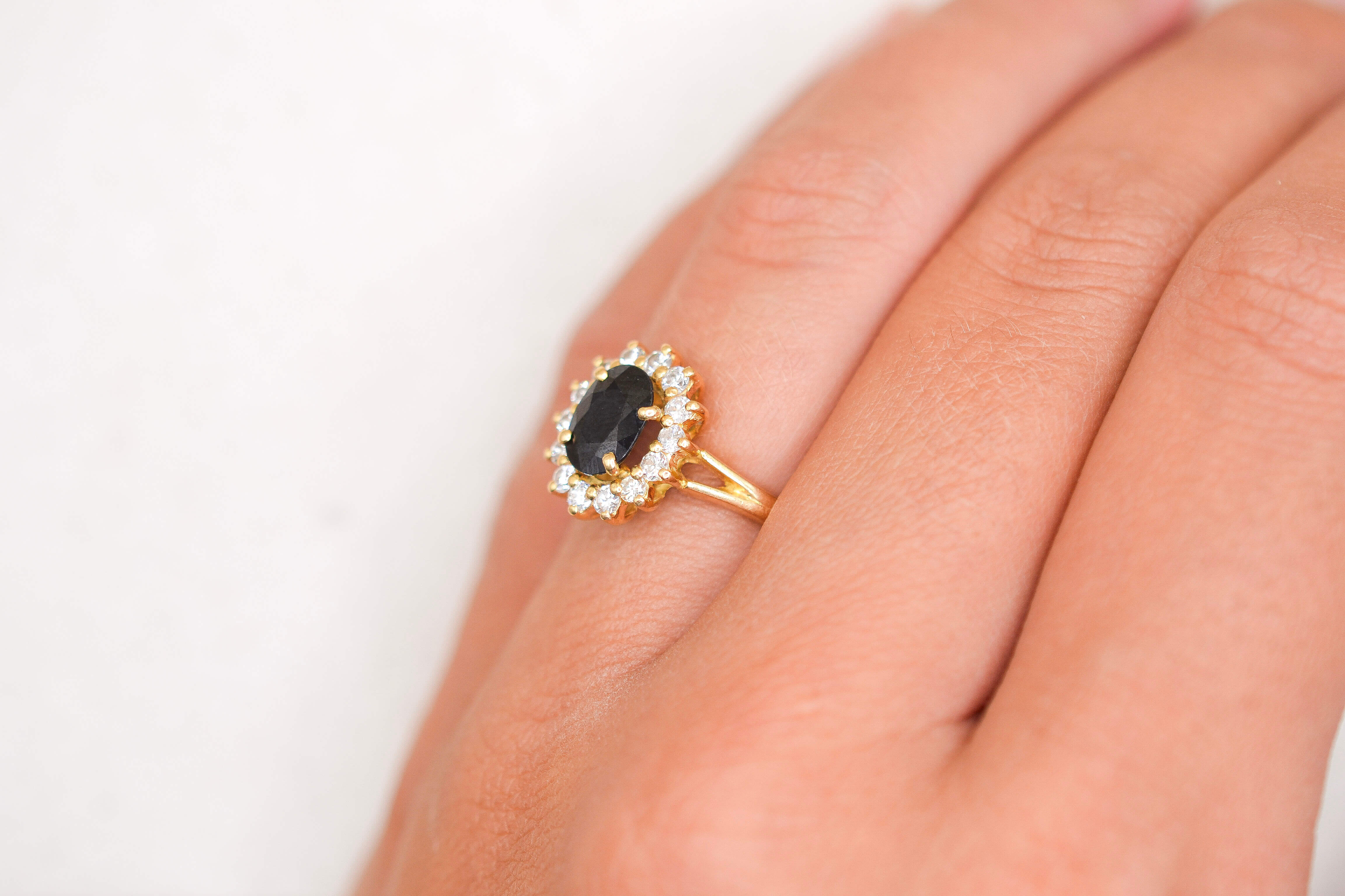 Bague pompadour Saphir Diamants