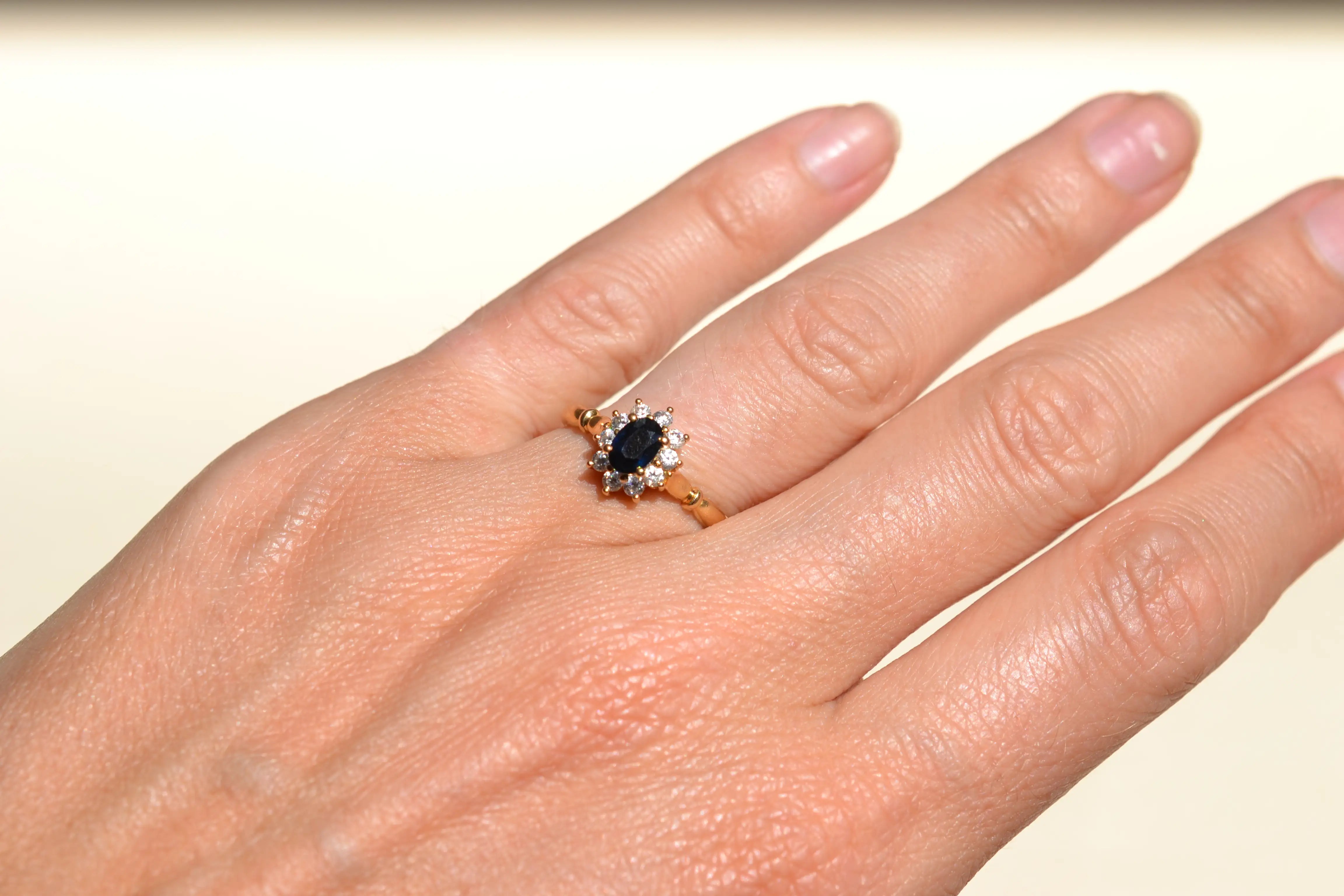 Bague Marguerite Or jaune Saphir