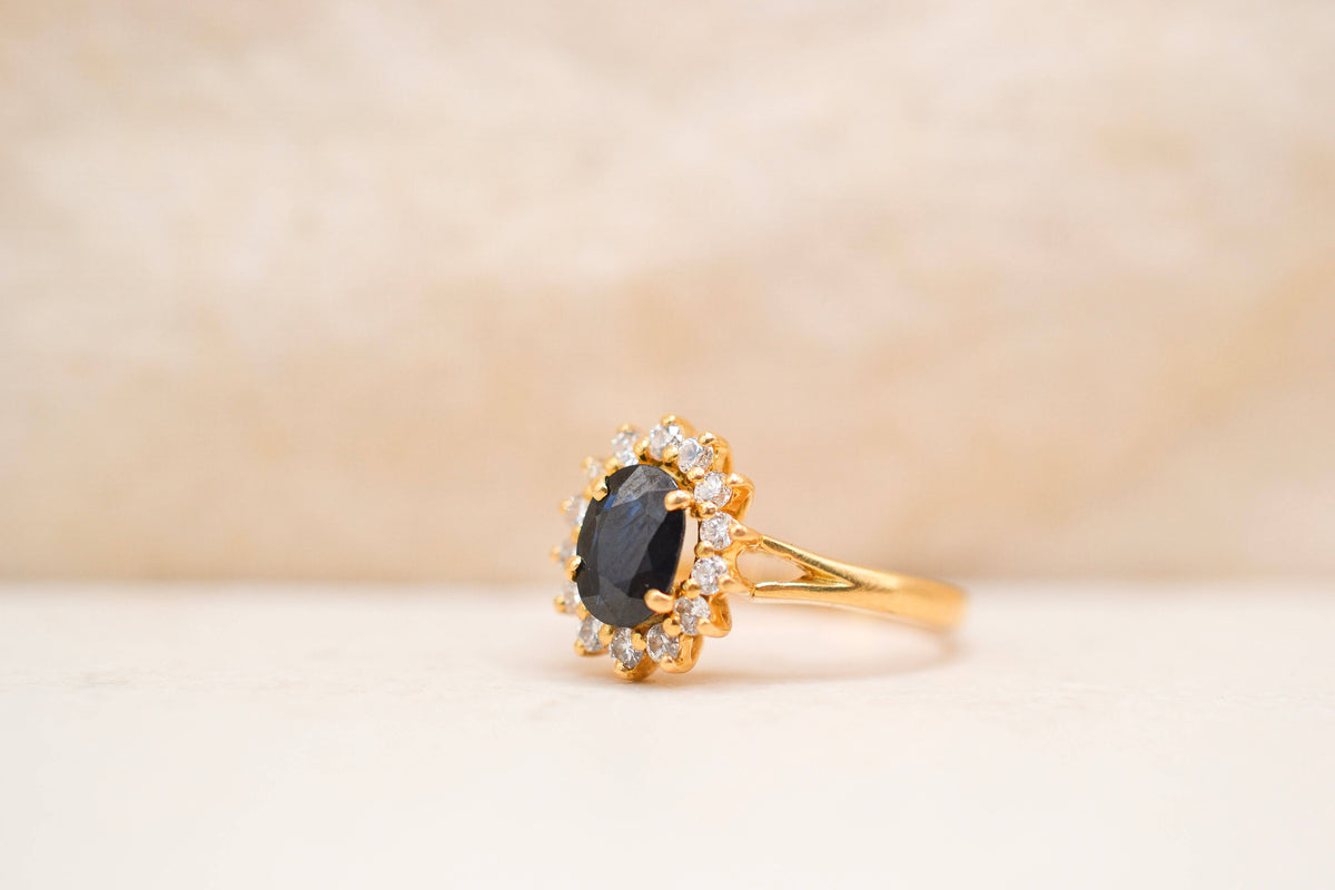 Bague pompadour Saphir Diamants