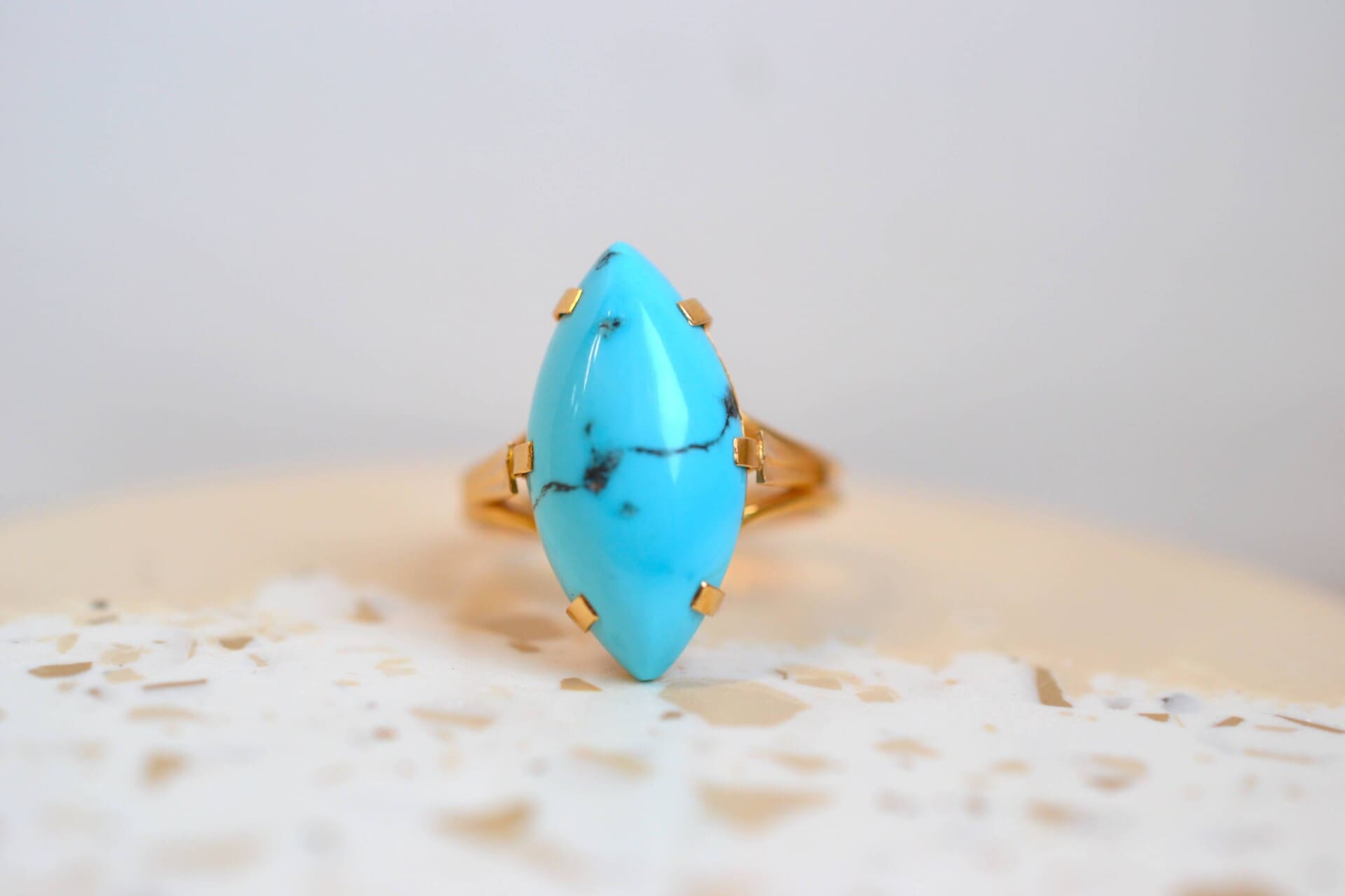 Bague Marquise cabochon Turquoise