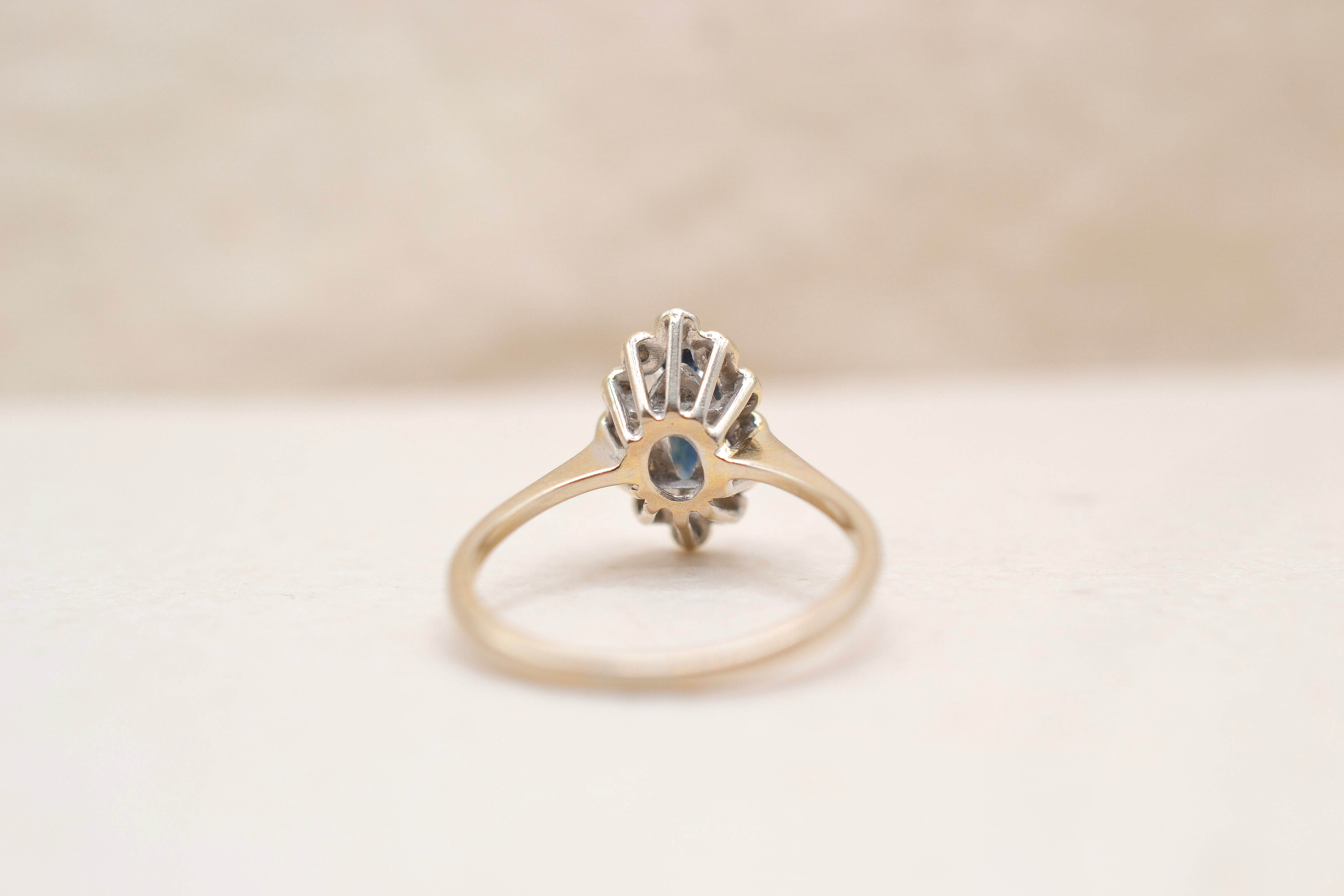 Bague navette Saphir et Diamants