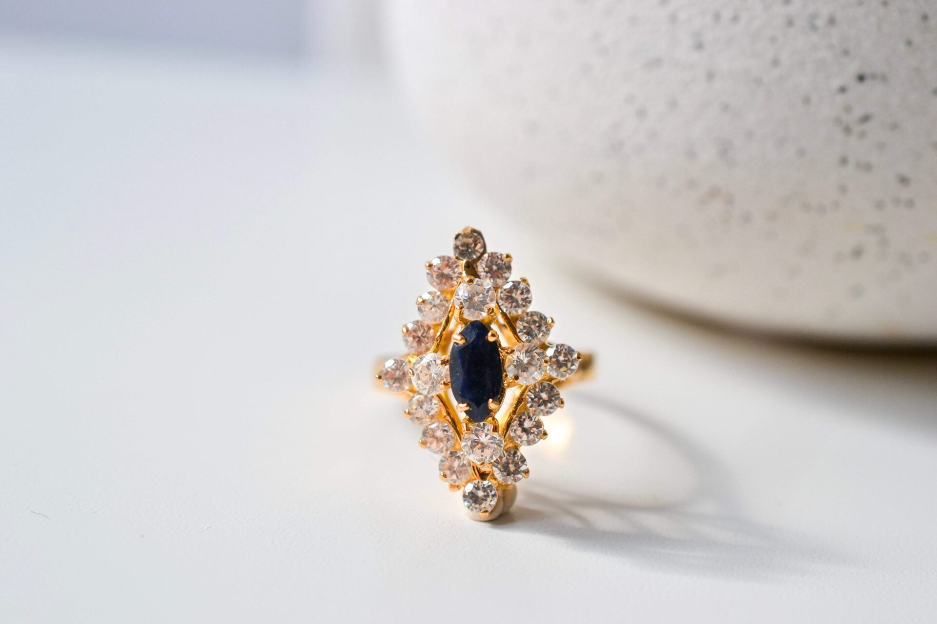 Bague Marquise Saphir Or jaune