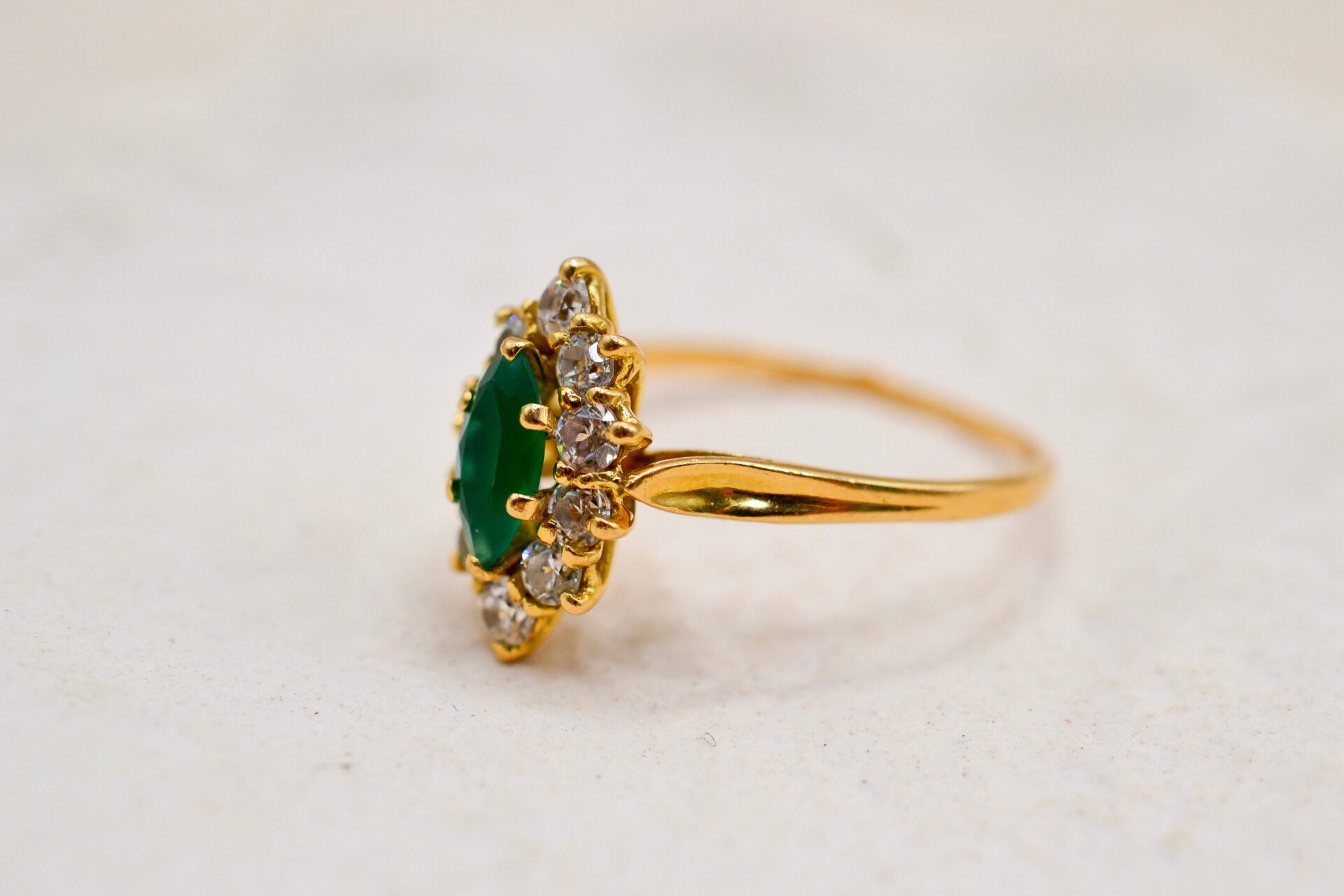 Bague Marquise Calcédoine Or jaune