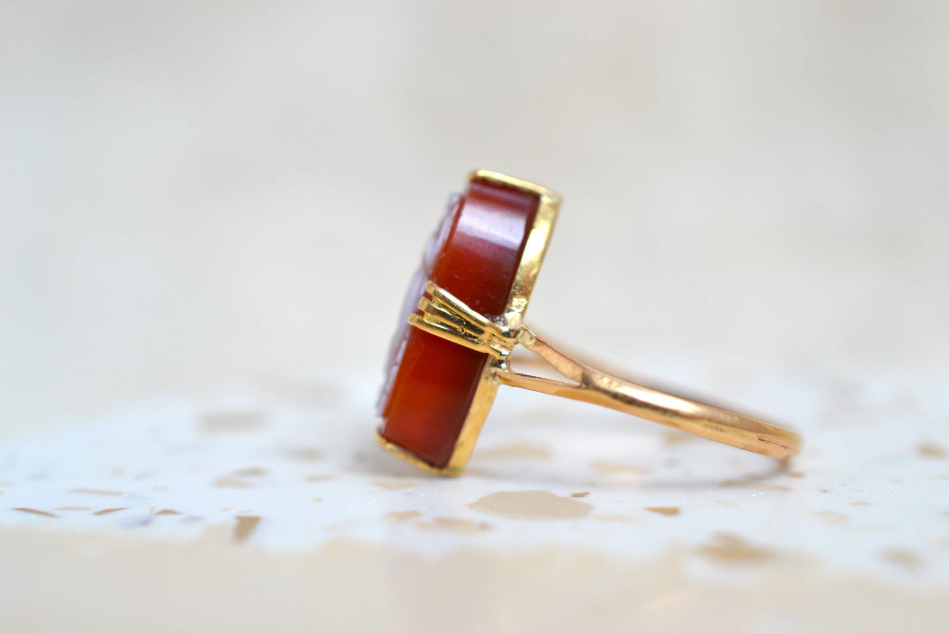 Bague Camée Agate Navette