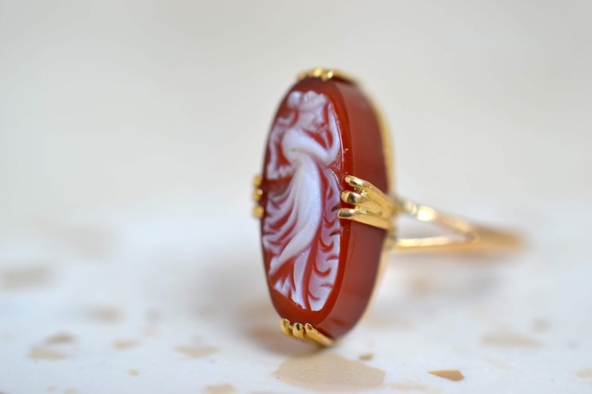 Bague Camée Agate Navette
